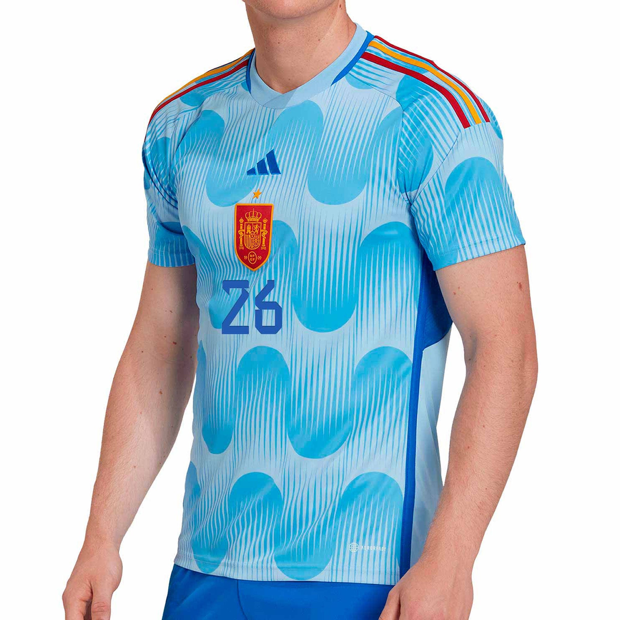 adidas Men's Spain 2022/23 Away Jersey w/ Pedri #26 Printing、mySite、bottomscart