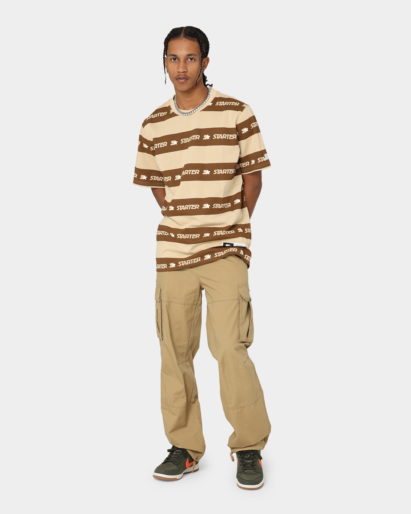 Starter LFS Stripe T-Shirt Brown、mySite、zt4zffjzw