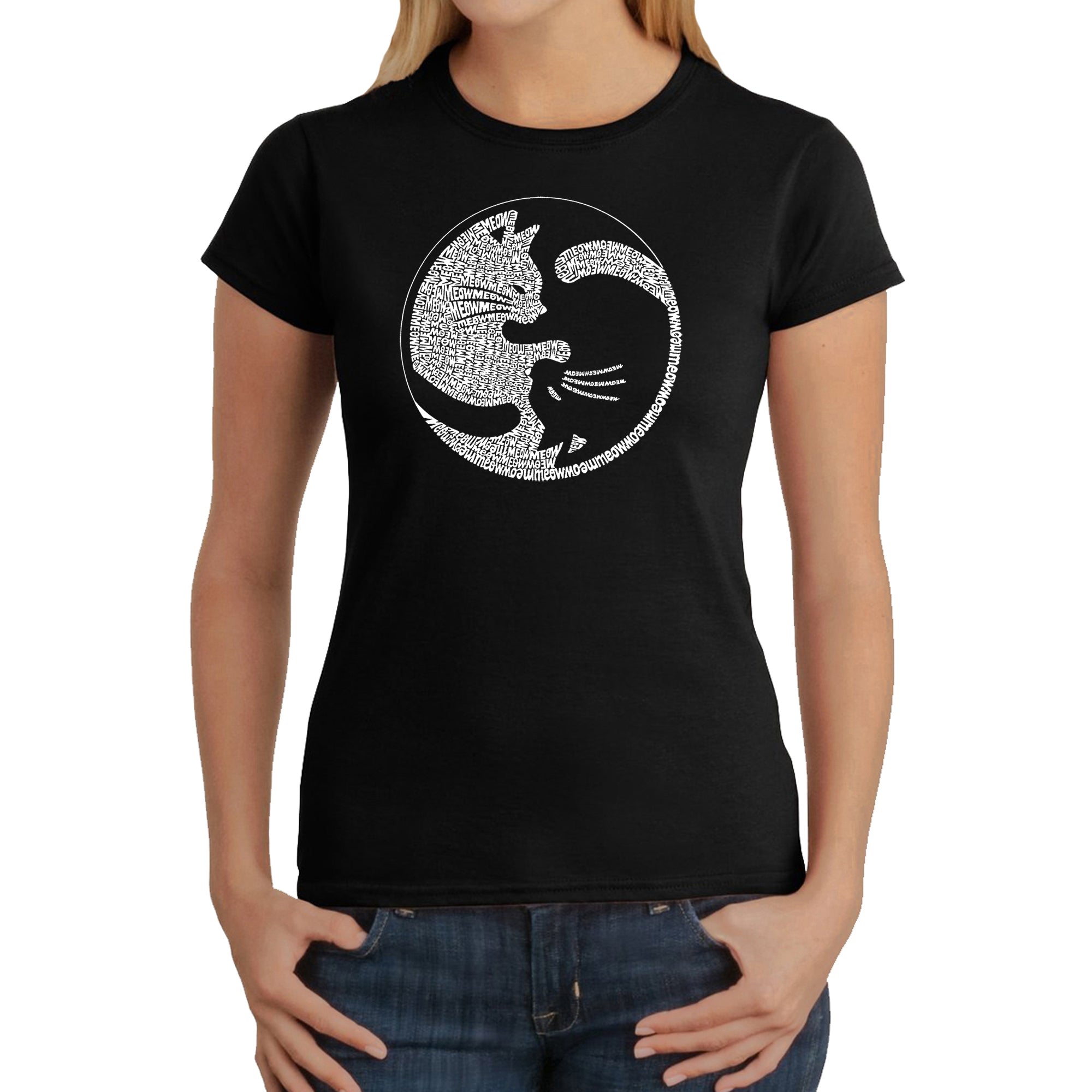 Yin Yang Cat - Women's Word Art T-Shirt、mySite、camillekostekn