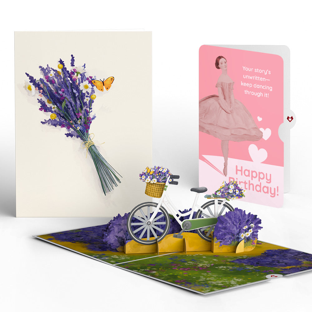Lavender Bicycle Birthday Pop-Up Card and Dancing Through Life Sentiment Set、mySite、solidvoid