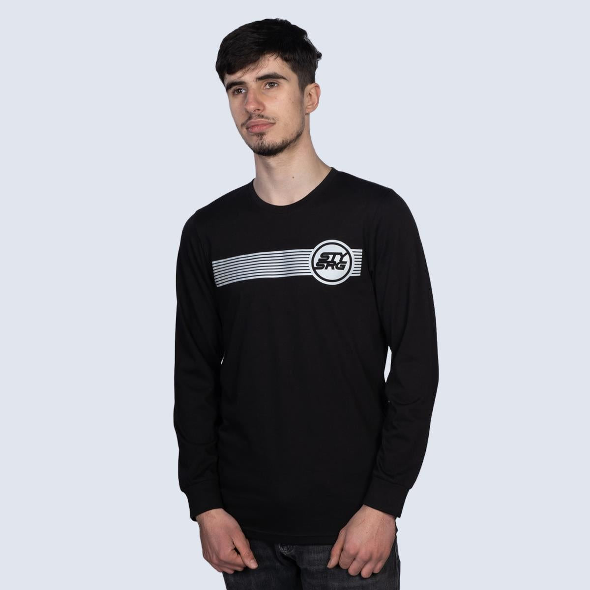  Stay Strong Icon Stripe Reflective Long Sleeve T-Shirt - Black、mySite、merchandisen
