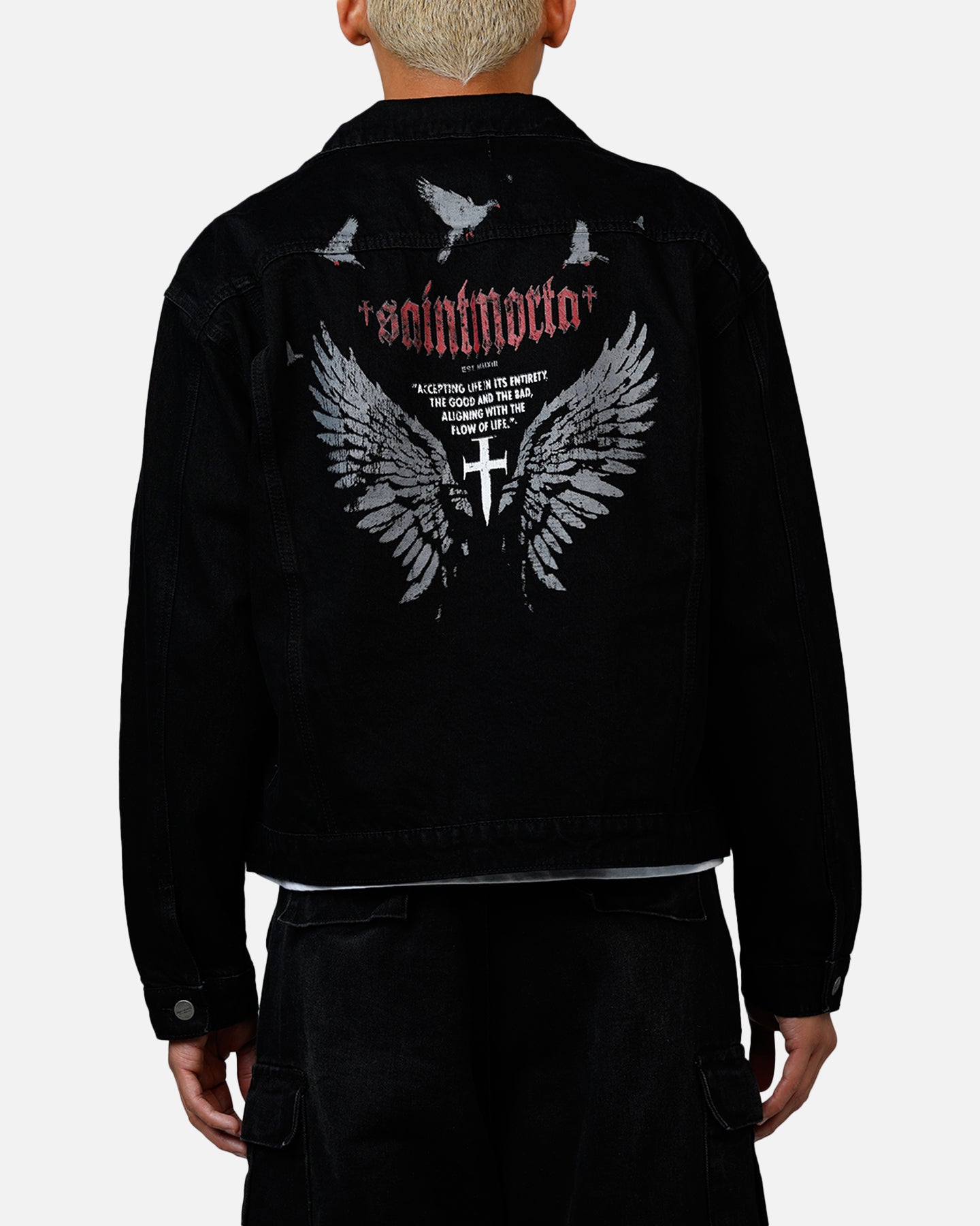 Saint Morta Amorfati Denim Jacket Black Shadow、mySite、zt4zffjzw