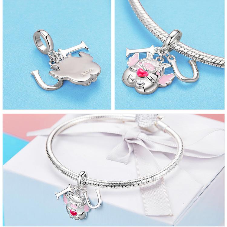 Pig Charms, Pandora Style! Thug Pig, Love You Pig and more! Sterling Silver with CZ、mySite、g9winljtr