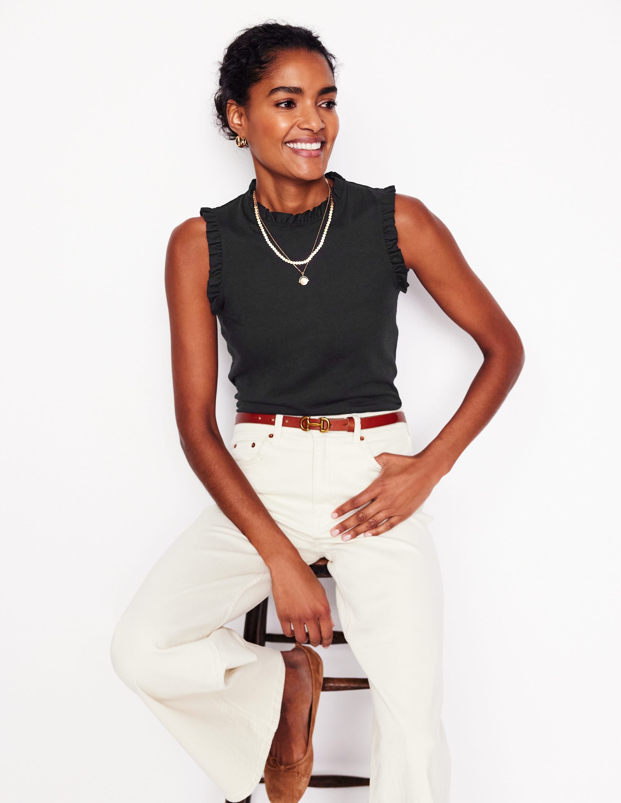  Supersoft Frill Detail Vest-Black、mySite、ashleygrahame