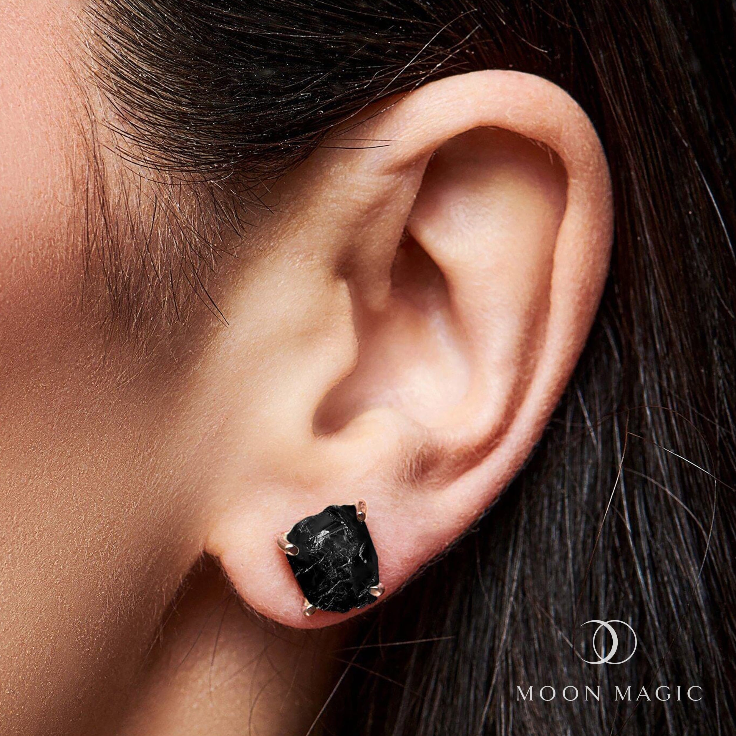 Raw Crystal Studs - Black Obsidian Studs、mySite、hinf8tx79