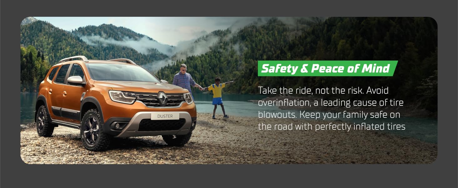 Lightweight air pump for bike tires shown inflating mountain bike in outdoor setting