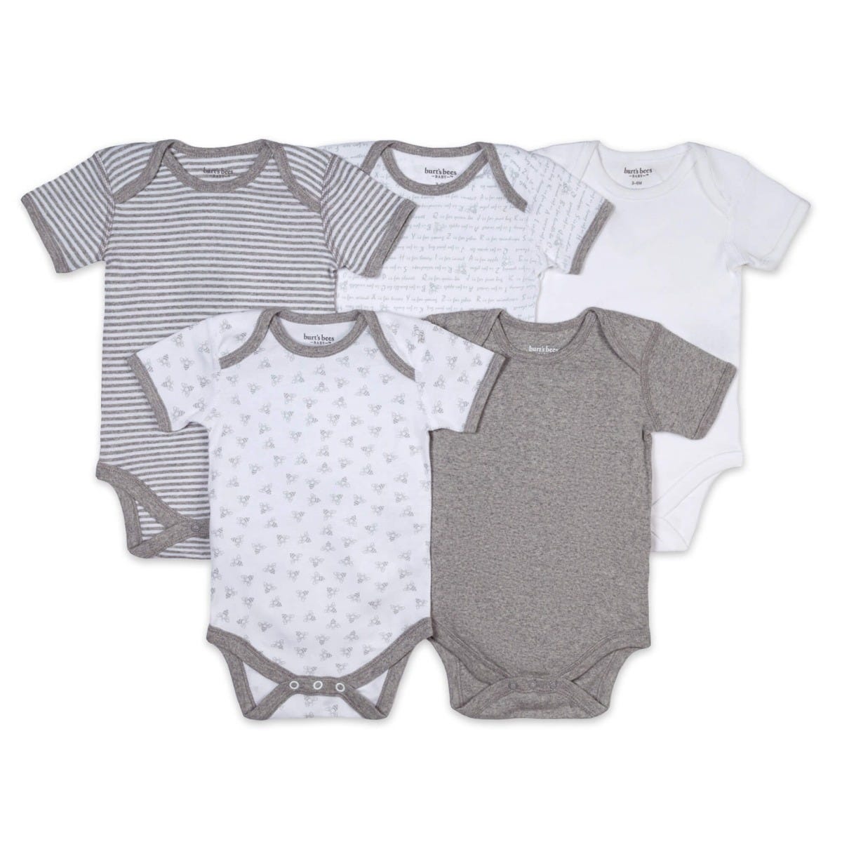 Bee Essentials Organic Short Sleeve Baby Bodysuits 5 Pack、mySite、g9winljtr