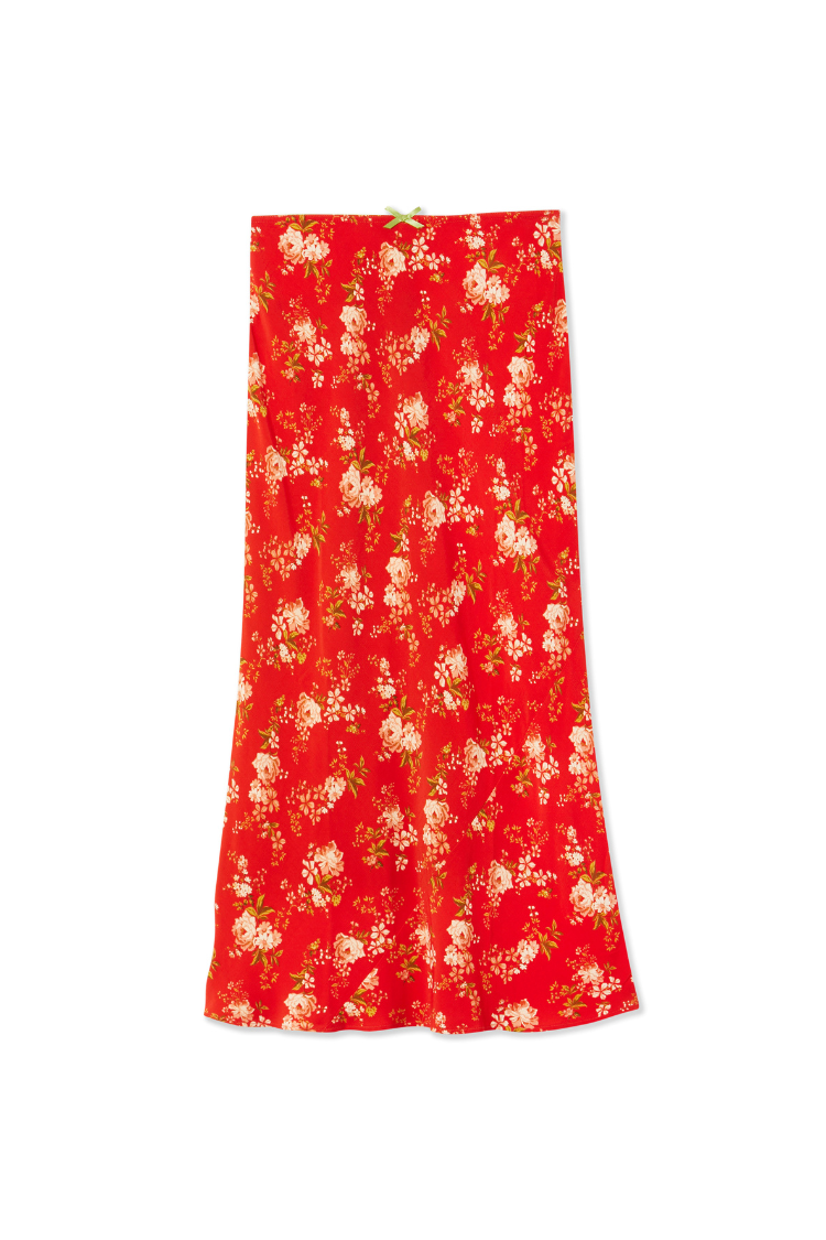 Red Floral Midi Skirt、mySite、solidvoid