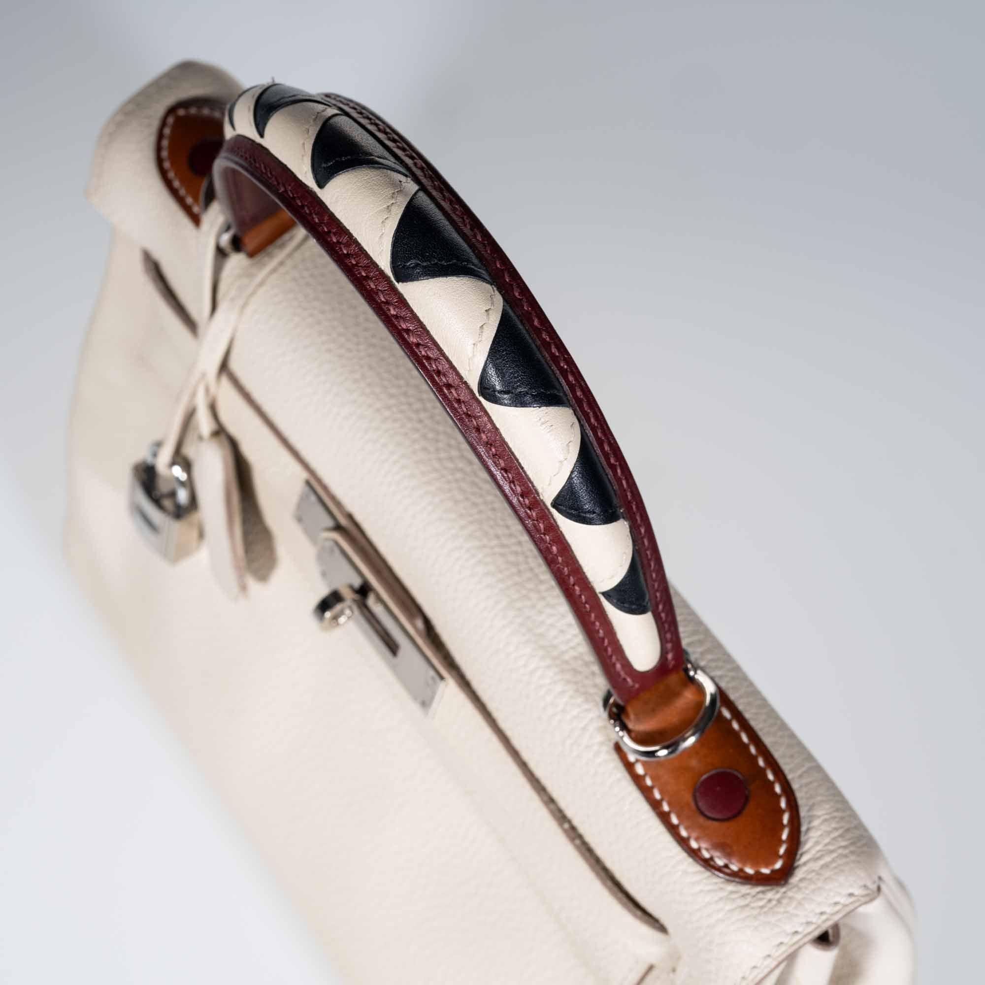 Hermès Kelly 28 Retourne au Galop Craie, Rouge H, Fauve and Black Togo Palladium Hardware、mySite、garminoutage.com