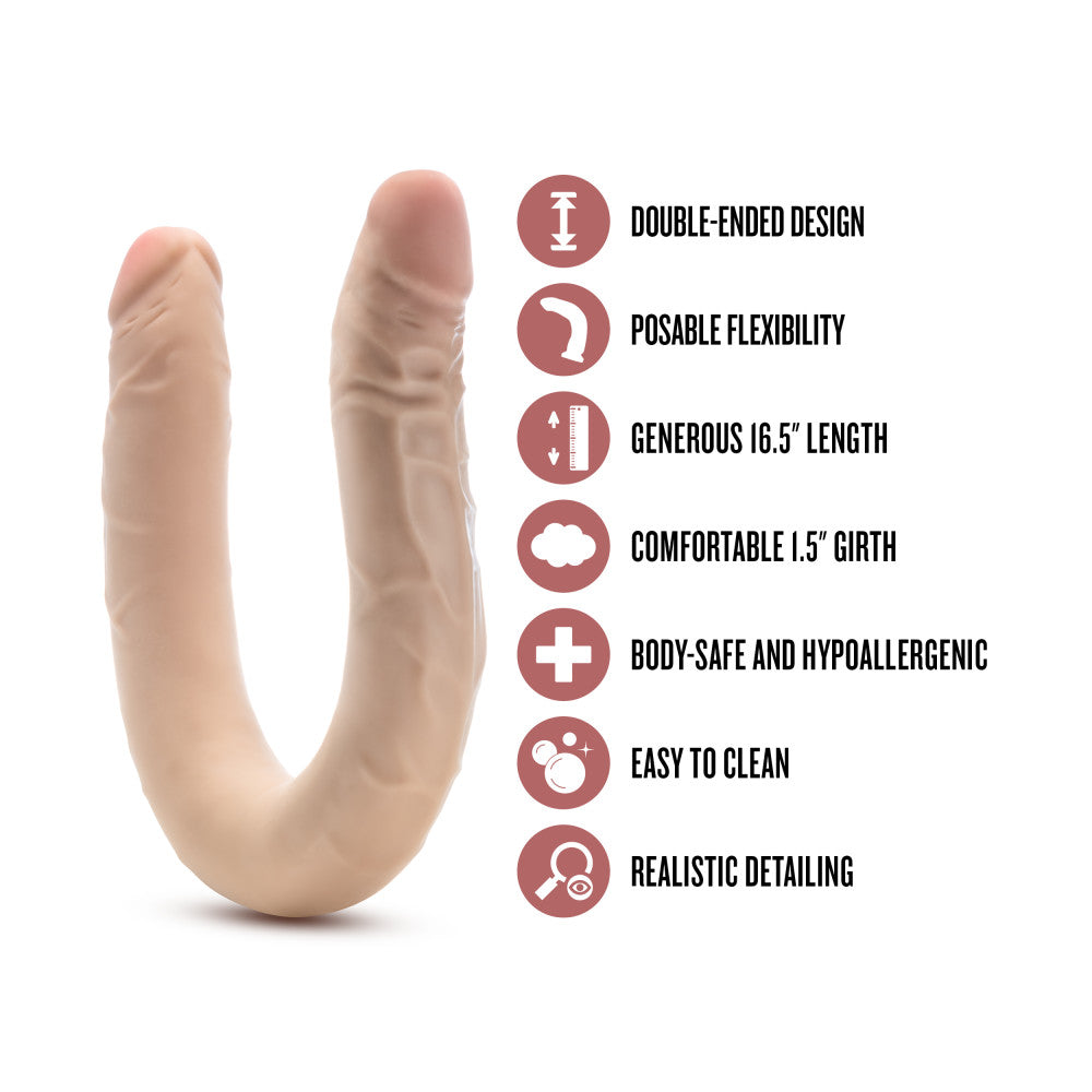 Dr. Skin Plus | 16.5 Inch Double Dong – Extra Long Double-Ended Dildo With A Realistic Posable Shaft - Beige、mySite、bottomscart