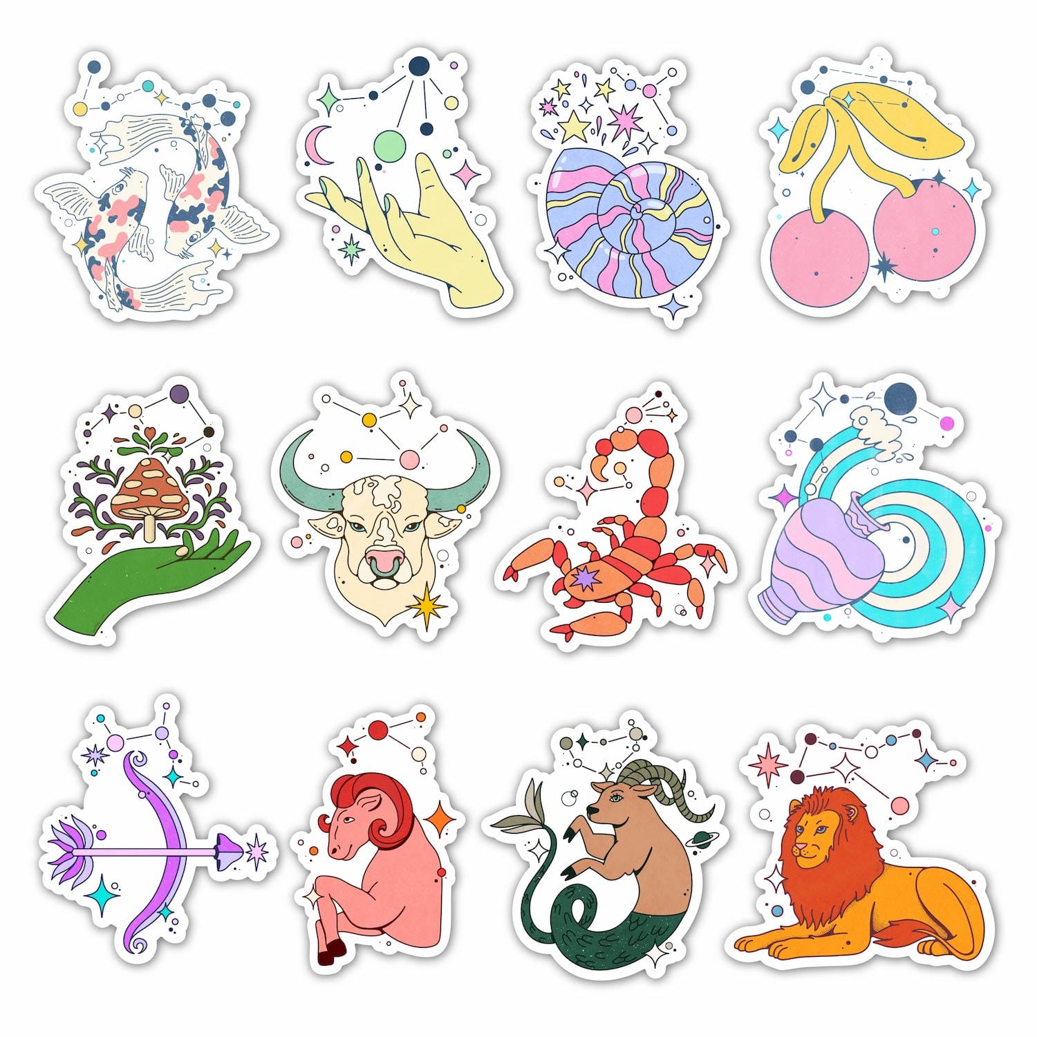  Zodiac Symbols Sticker 12 Pack、mySite、elrpsem3k