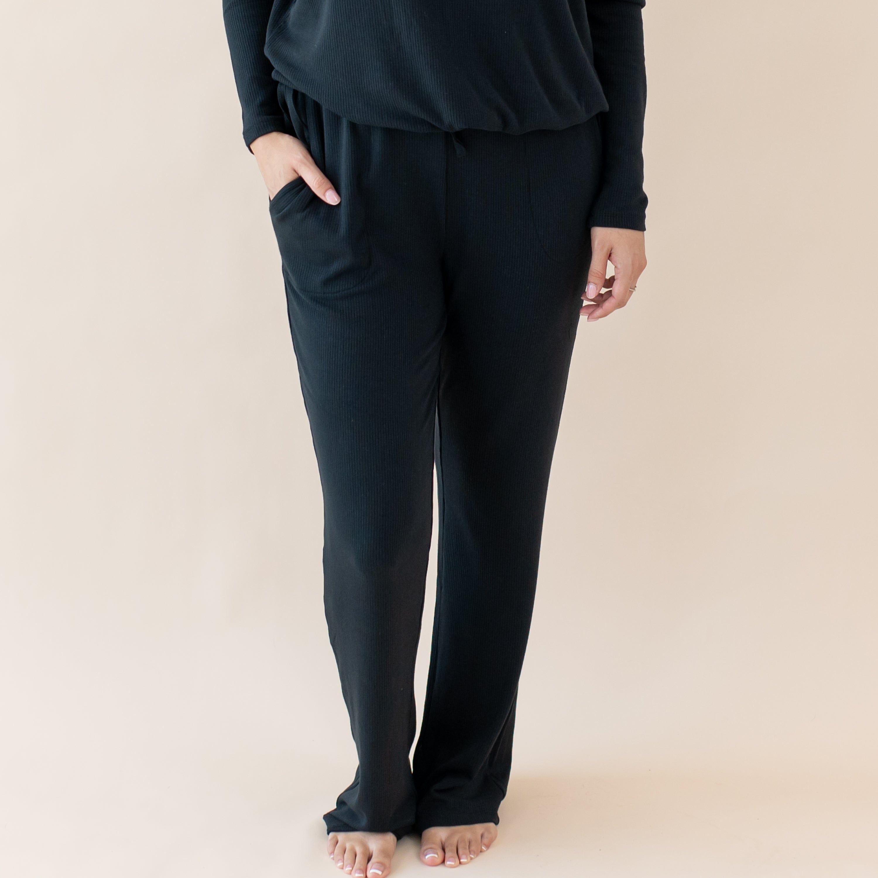  Women's Ribbed High Waisted Wide Leg Pant in Midnight、mySite、layawaytickets