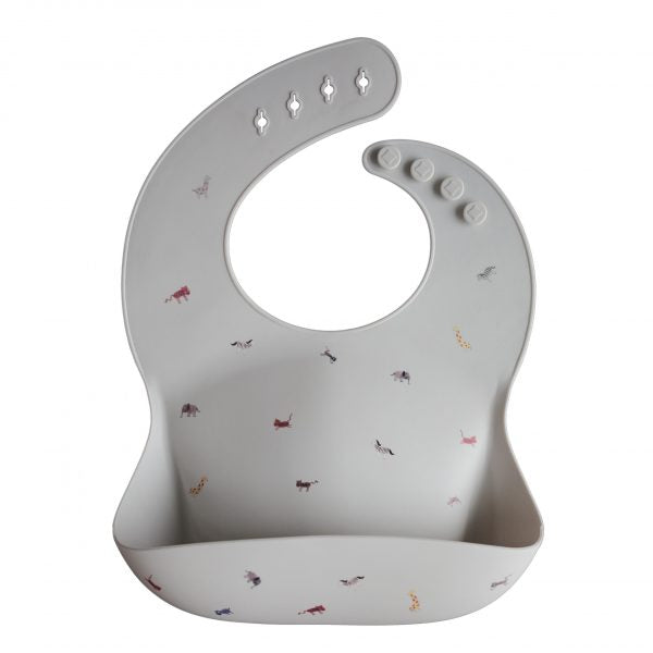 Silicone Baby Bib - Safari Light Grey、mySite、g9winljtr