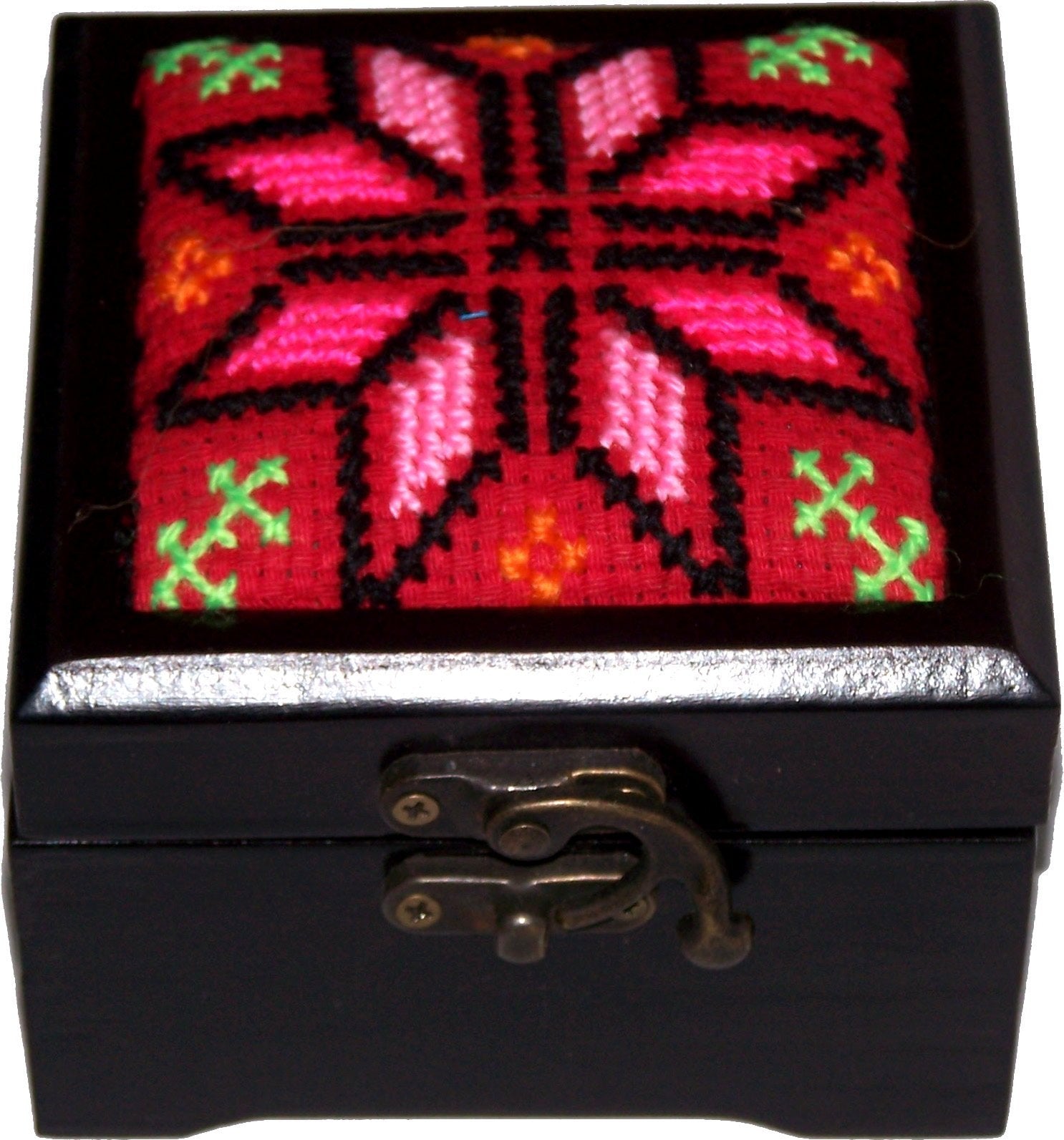  Hand made wooden box made with embroidered top ( 10 x 10 x 7.5 cm or 4 x 4 x 3 inches )、mySite、elrpsem3k
