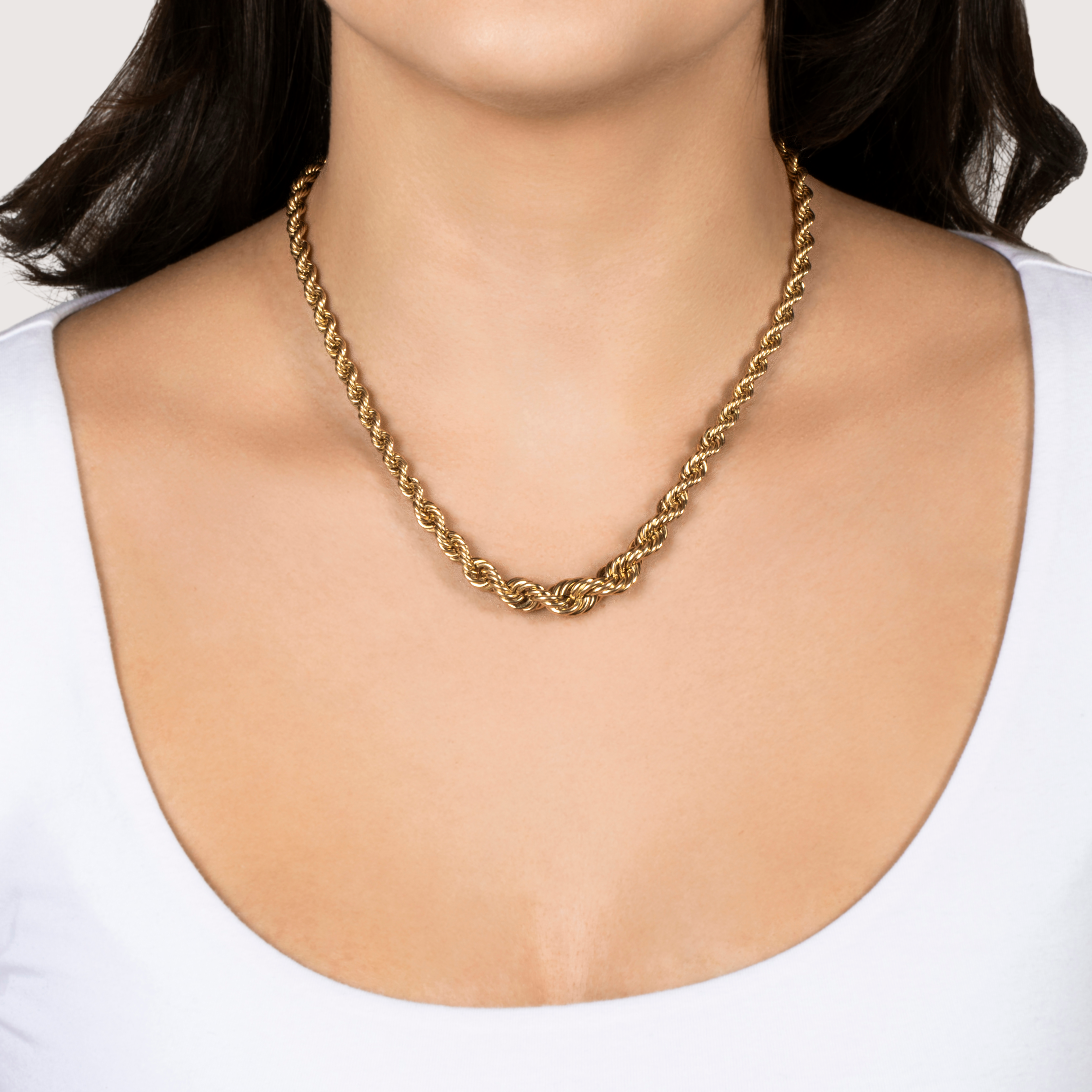 Vintage Italian 14k Yellow Gold Graduated Twisted Rope Statement Necklace 17、mySite、hinf8tx79