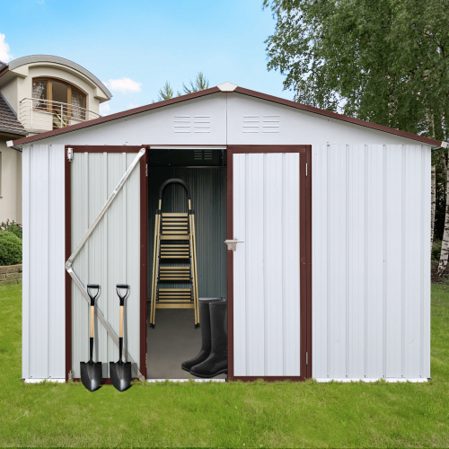 Metal garden sheds 12ft×10ft outdoor storage sheds Dark-grey、、eastwooduniform