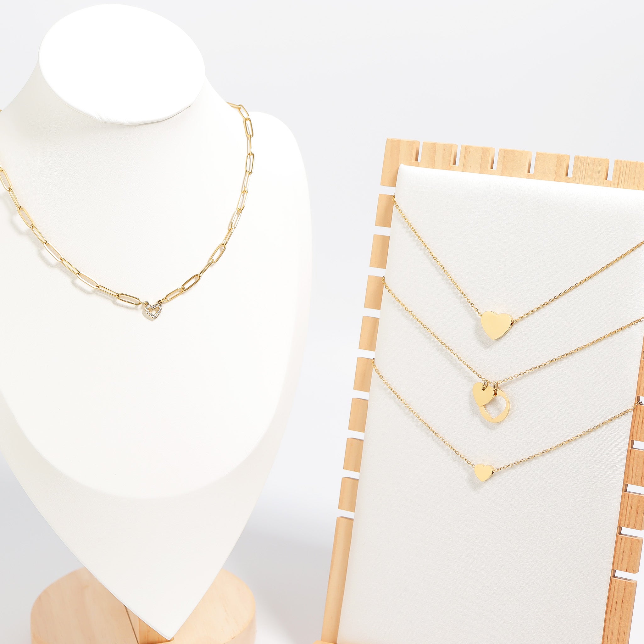 18K Gold PVD Stainless Steel Heart Cutout Necklace with 2 Extension / SBB0310、mySite、dreamappss