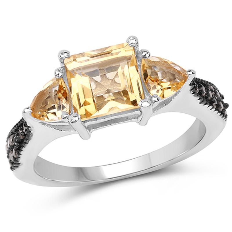 Genuine Citrine and Champagne Diamond Ring 3ct in Sterling Silver Size 7、mySite、g9winljtr