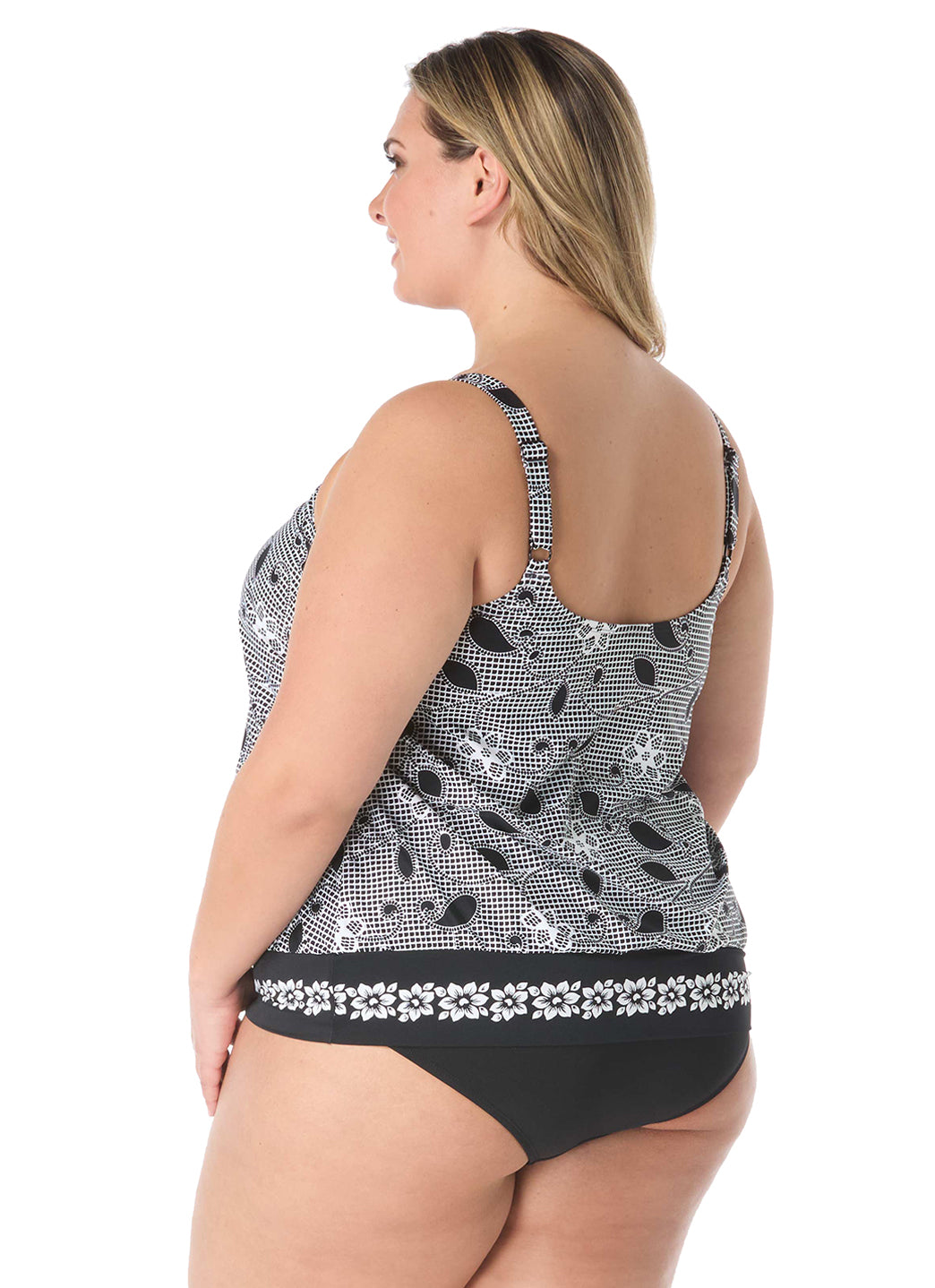 Beach House Women's Plus Size Floral Allure Sarah Blouson Tankini Top、mySite、noshort