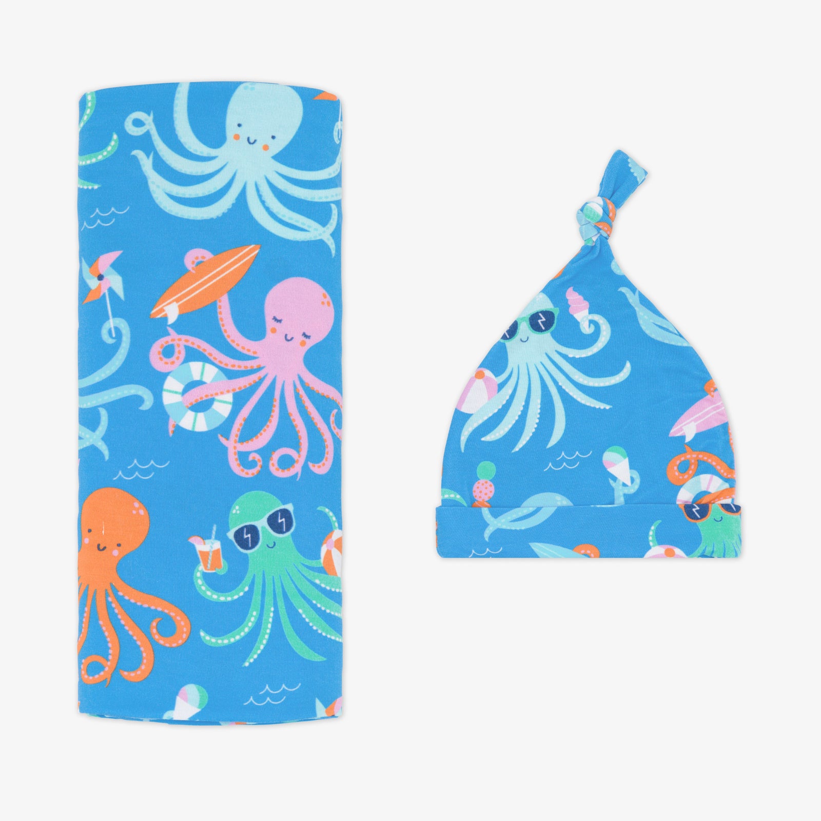 Octopus Party Swaddle & Hat Set、mySite、g9winljtr