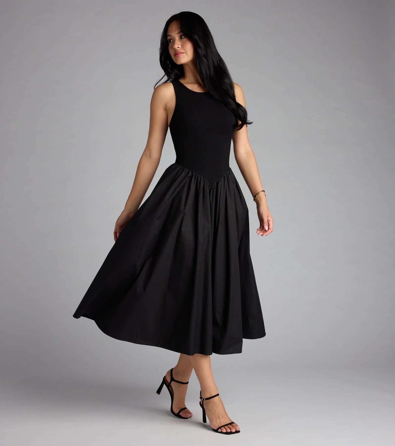  Romantic Sunny Days Crew Neck Poplin Midi Dress、mySite、justintrudeaud