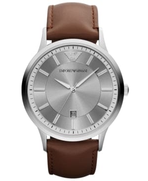 Emporio Armani Watch, Men's Brown Leather Strap、mySite、g9winljtr