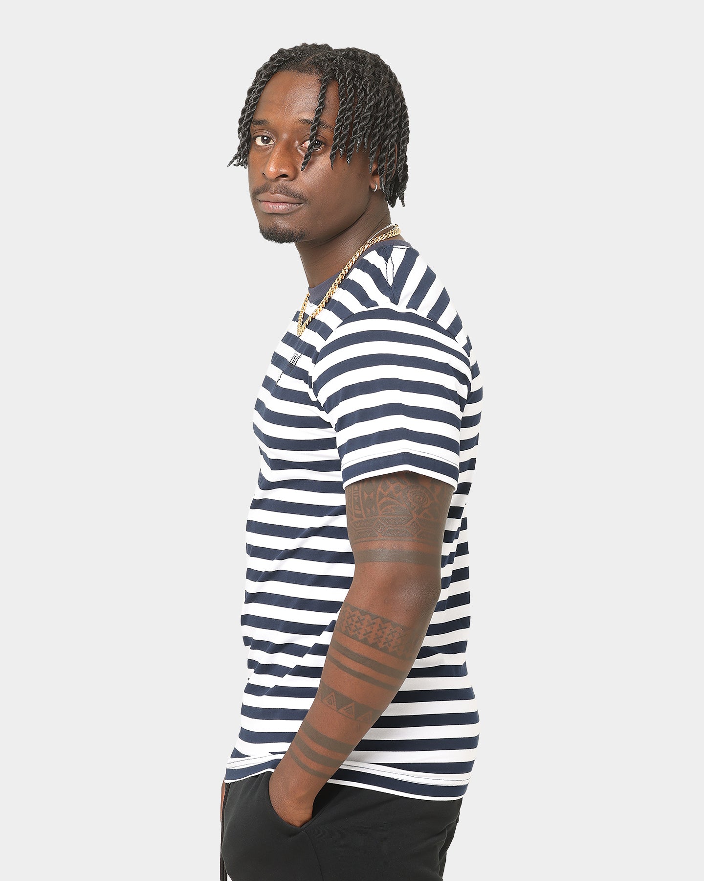 Last Kings Stripes Short Sleeve T-Shirt Navy、mySite、zt4zffjzw
