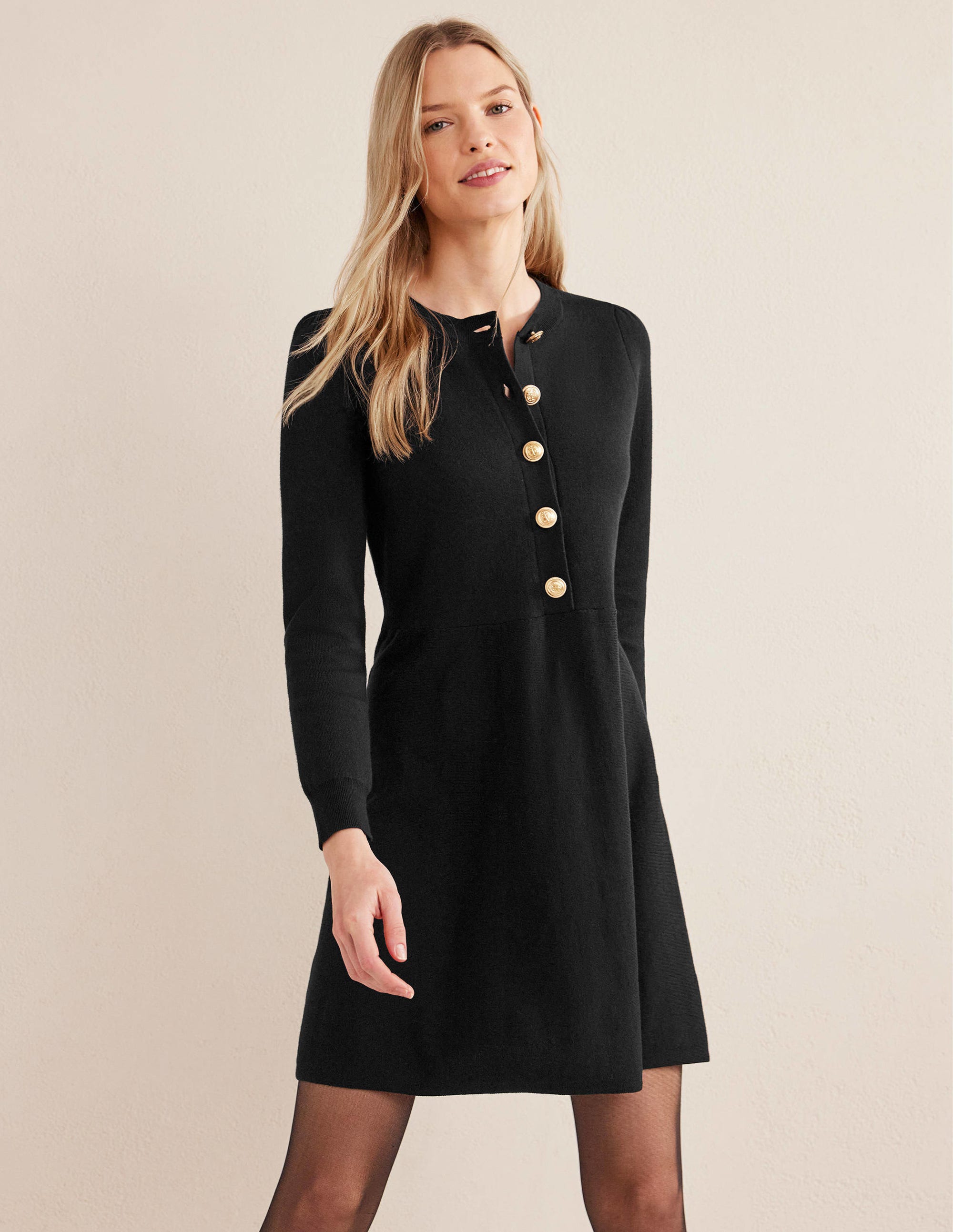  Relaxed Knitted Mini Dress-Black、mySite、ashleygrahame