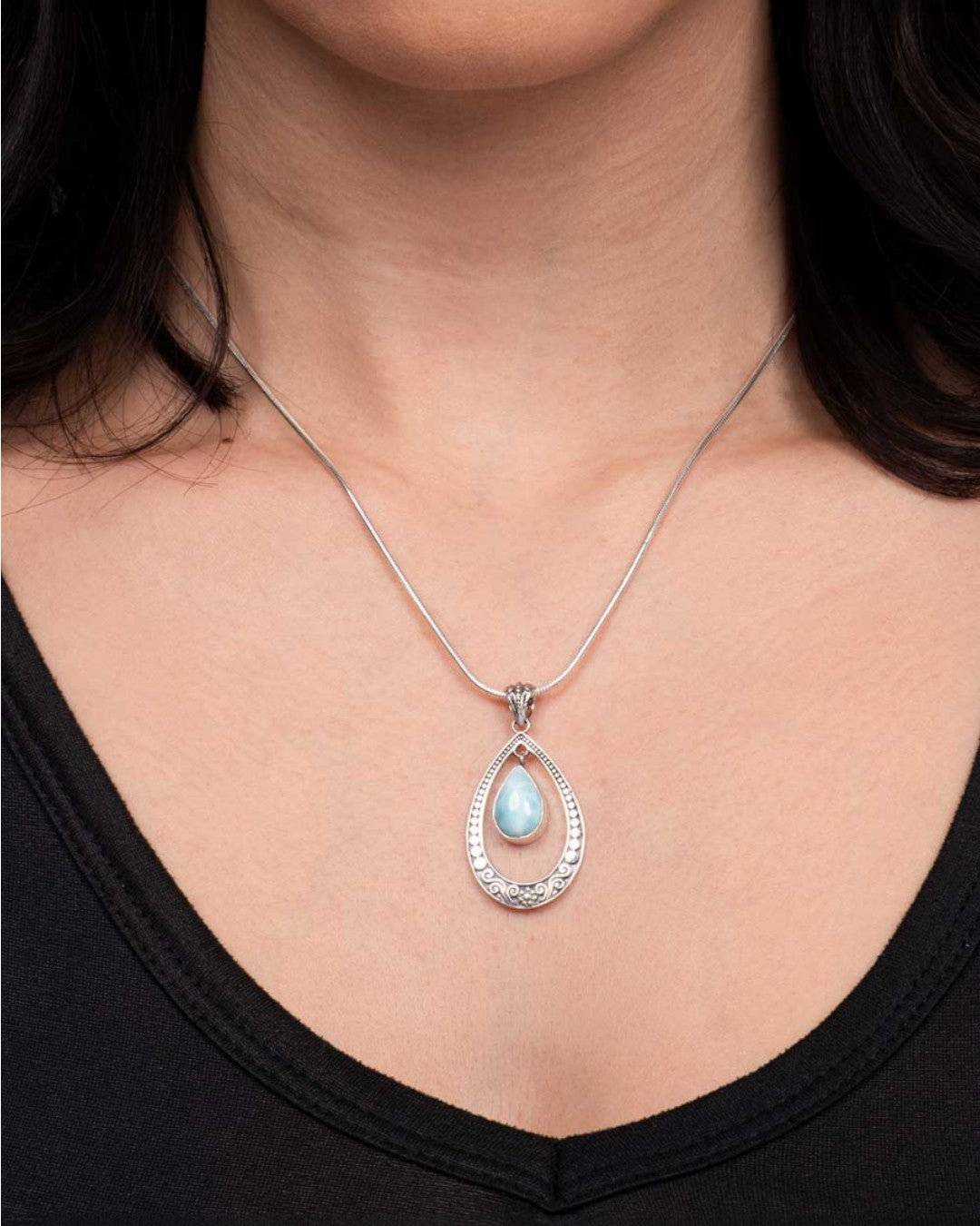 Sterling Silver Swaying Larimar Pendant、mySite、topwebapps
