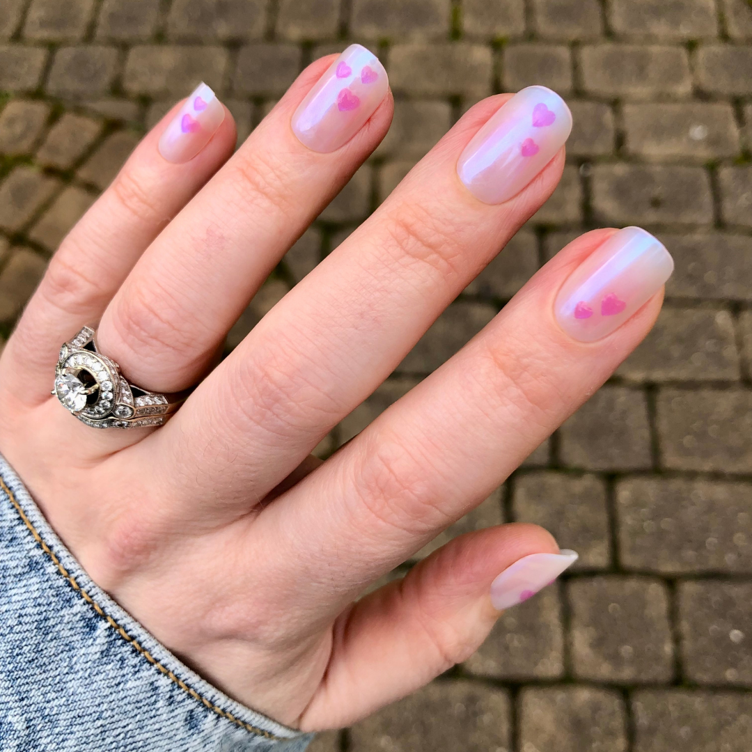 Tiny Puffy Hearts - Press-On | Short | Squoval、mySite、solidvoid