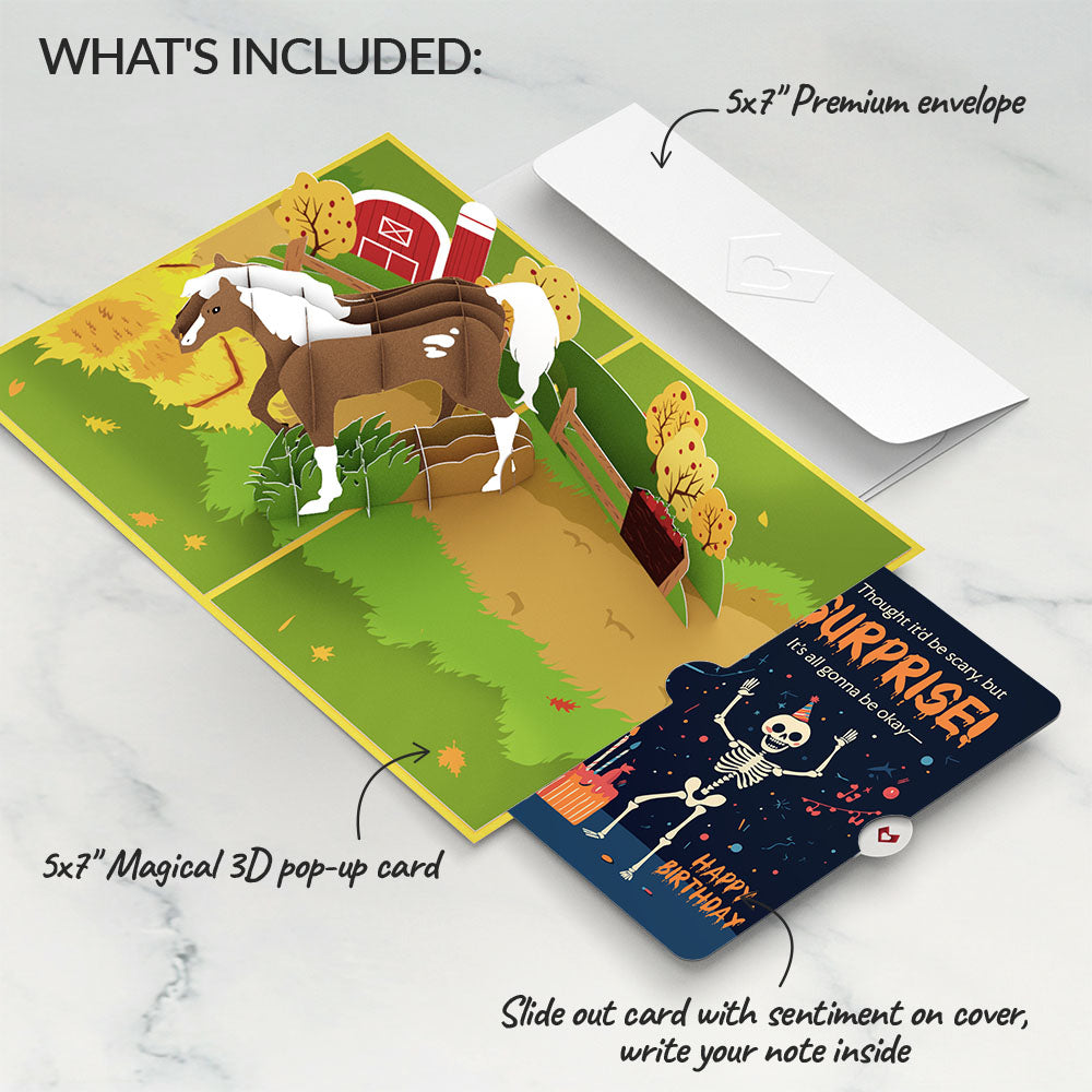 Horse Birthday Pop-Up Card and Surprise Skeleton Sentiment Set、mySite、solidvoid