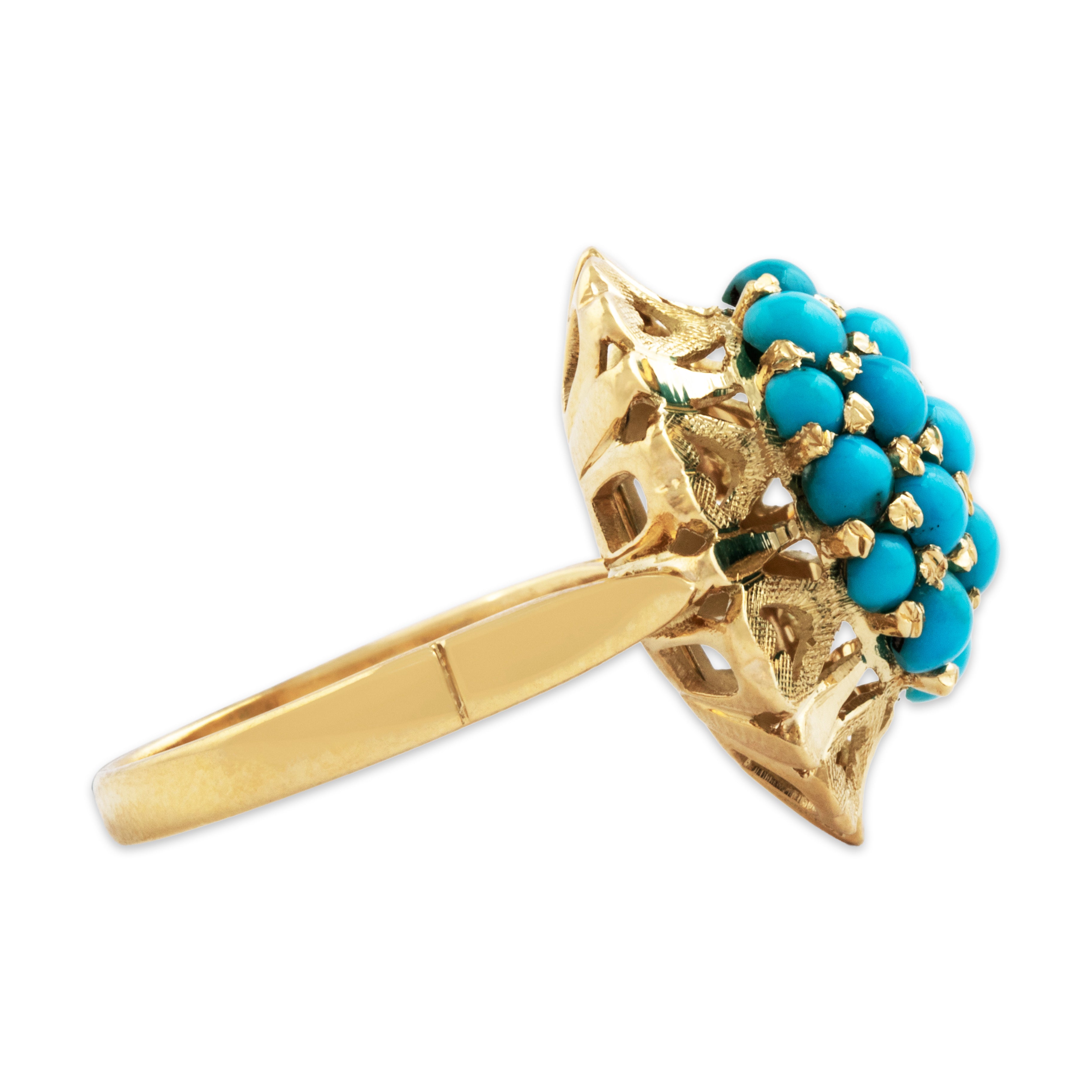 Vintage 18k Yellow Gold 2cttw Turquoise Bubble Cluster Cocktail Ring 7.50、mySite、hinf8tx79