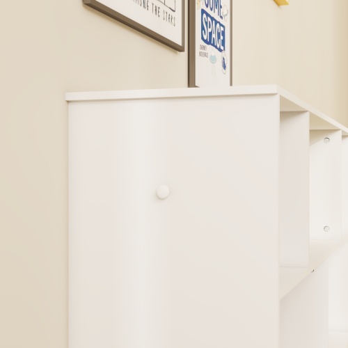 Toy Storage Organizer with 2 Movable Drawers, Multi-Functional 7 Shelf Kids Bookcase with 2 Hooks, Children Book Shelf for Kids Room, Nursery Storage Book Rack for Playroom, Classroom-White、、casual