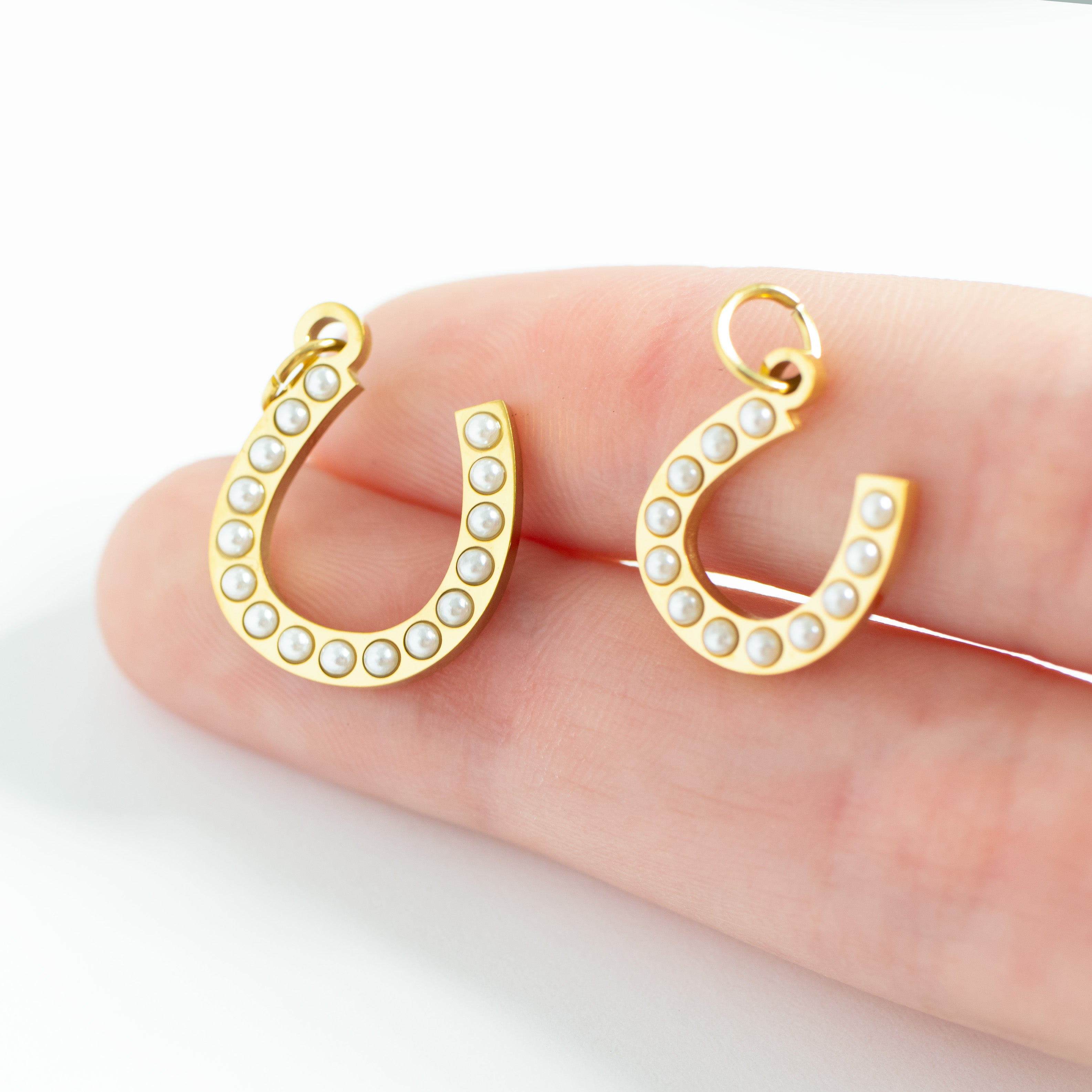 18K Gold PVD Stainless Steel Pearl Horseshoe Charm / PDL0251、mySite、dreamappss