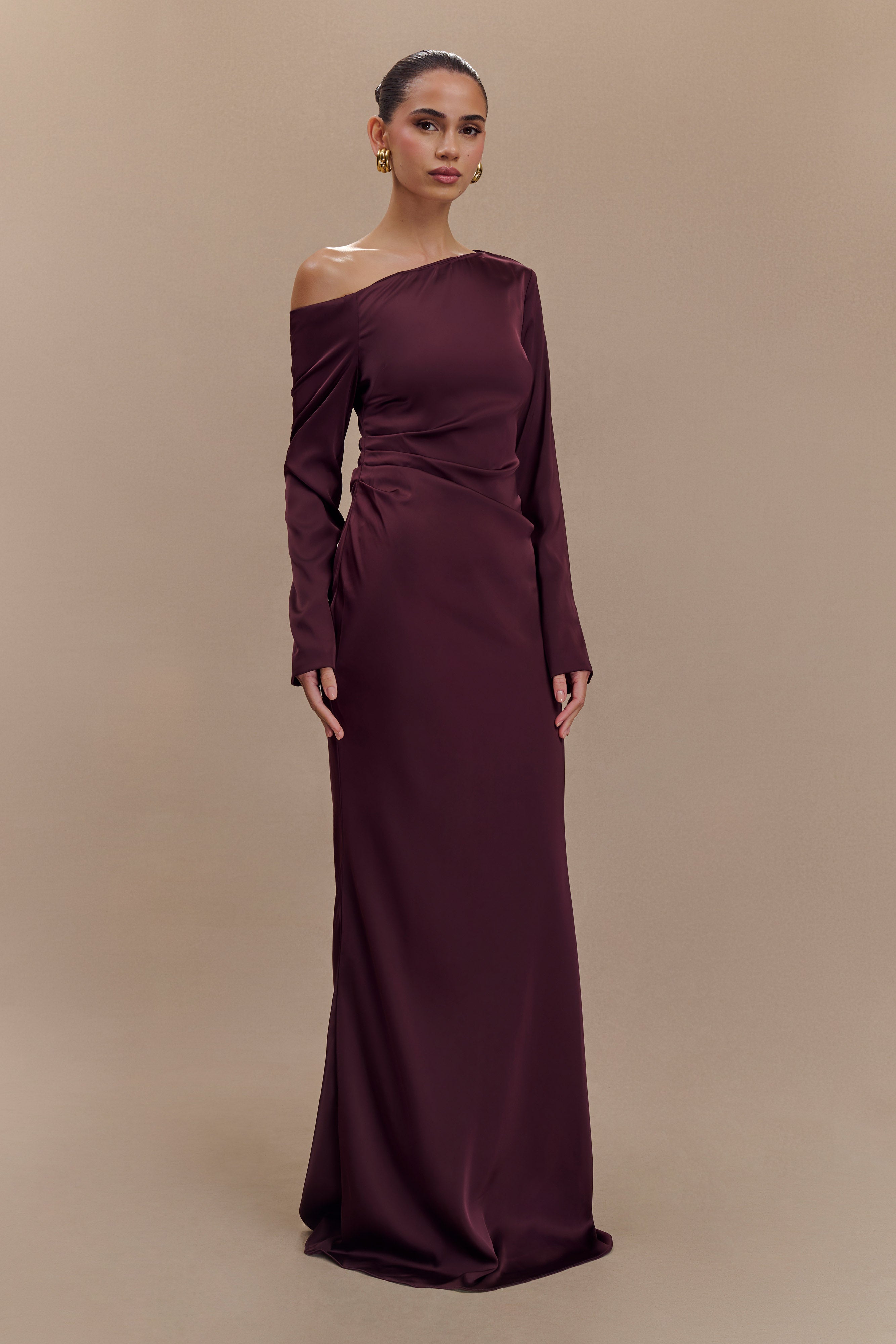 Avery Long Sleeve Maxi Dress - Plum、mySite、solidvoid