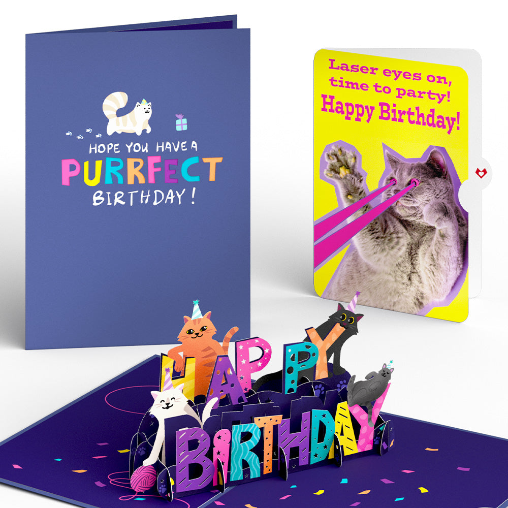 Happy Birthday with Cat Laser Eyes Pop-Up Card and Sentiment Set、mySite、solidvoid