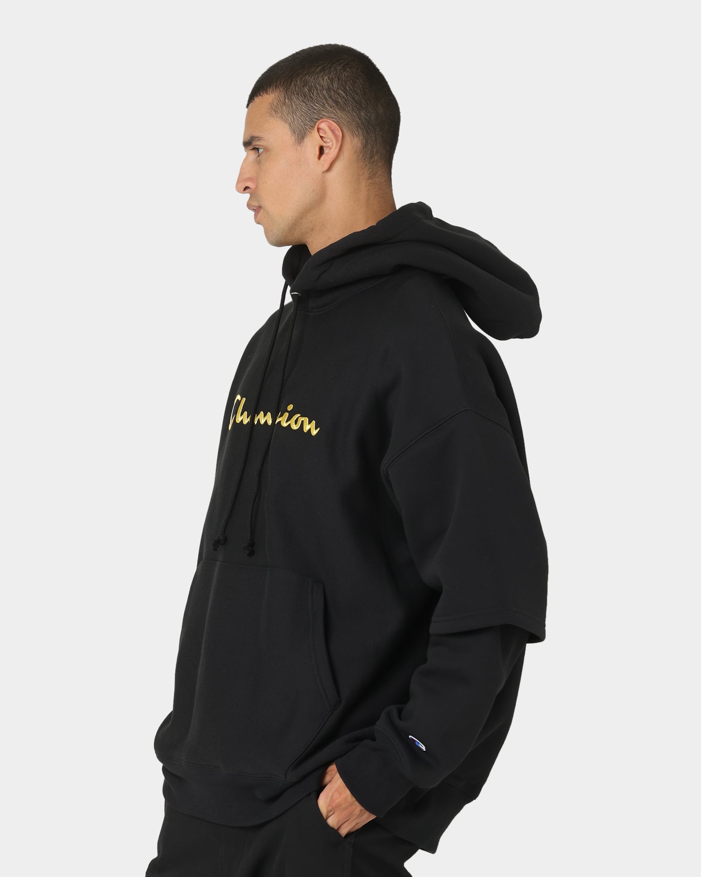 Champion Reverse Weave Double Layer Hoodie Black/Gold、mySite、zt4zffjzw