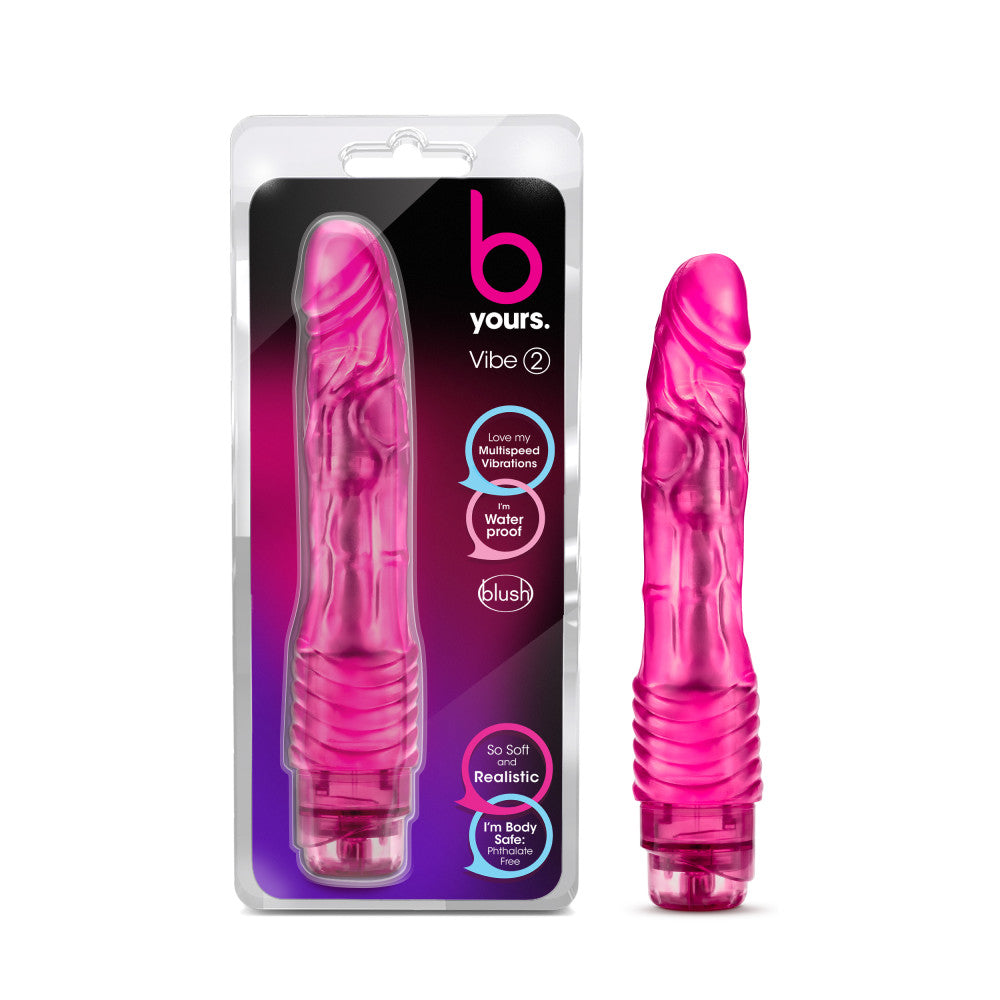 B Yours By Blush® | Vibe #2 Realistic Pink 9-Inch Long Vibrating Dildo、mySite、bottomscart