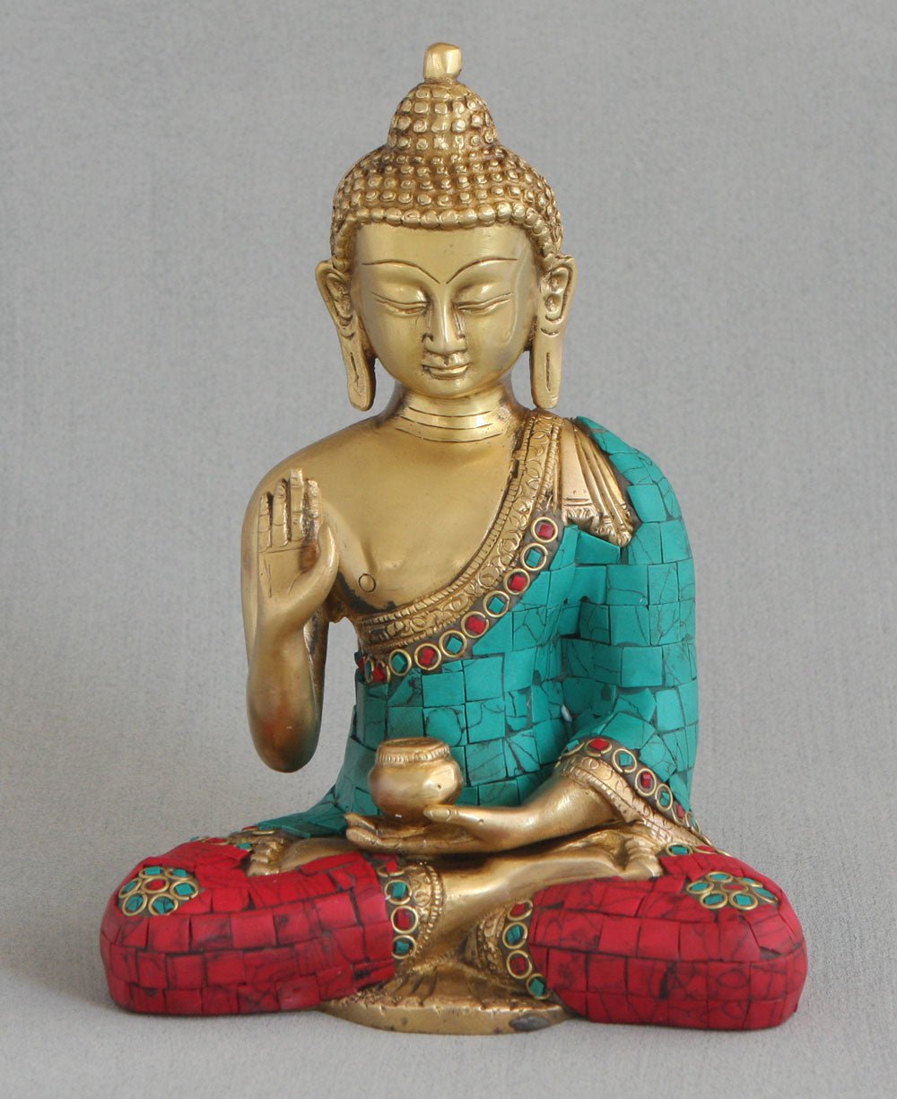 Buddha Statue with Colorful Detailing, Brass、mySite、topwebapps