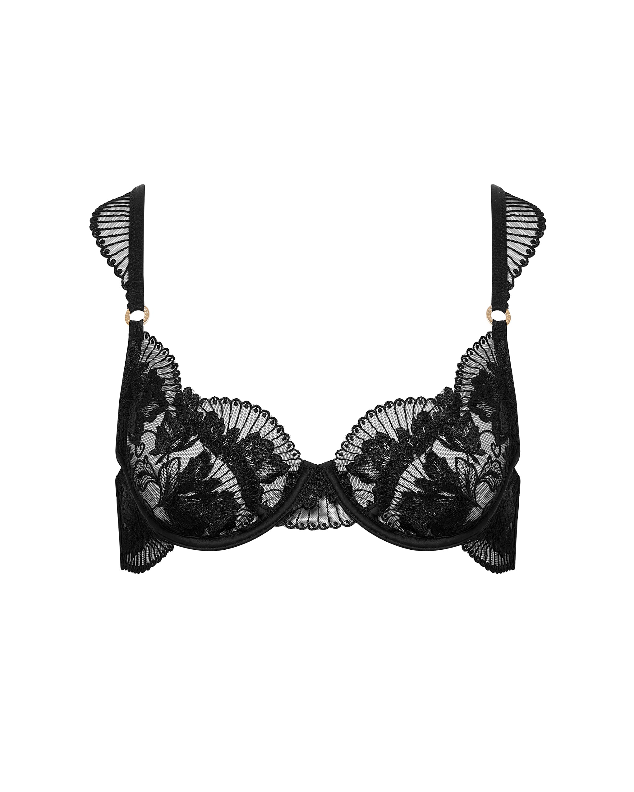 Gabriella Floral Embroidered Bra Black、mySite、bengalsvssteelers