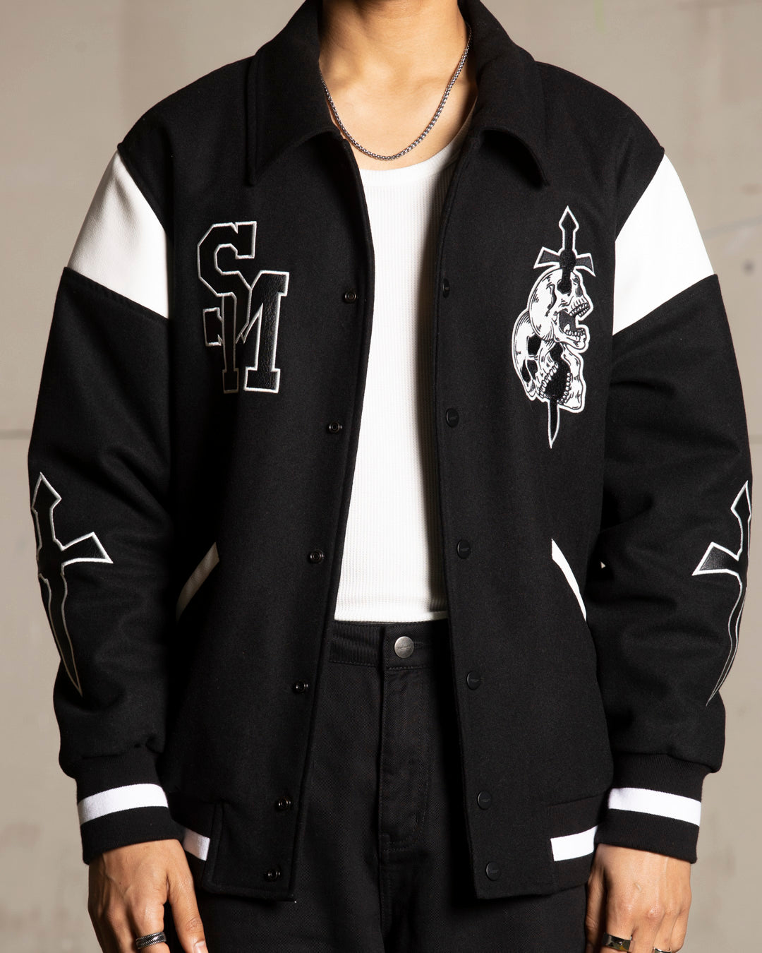 Saint Morta La Rambla Varsity Jacket Black/White、mySite、zt4zffjzw