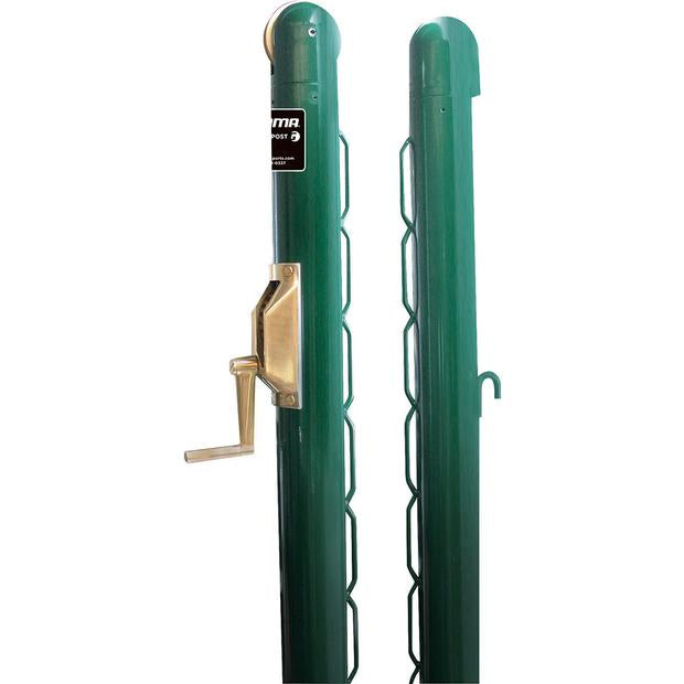 Premium Tennis Net Posts with Internal Winder (Green)