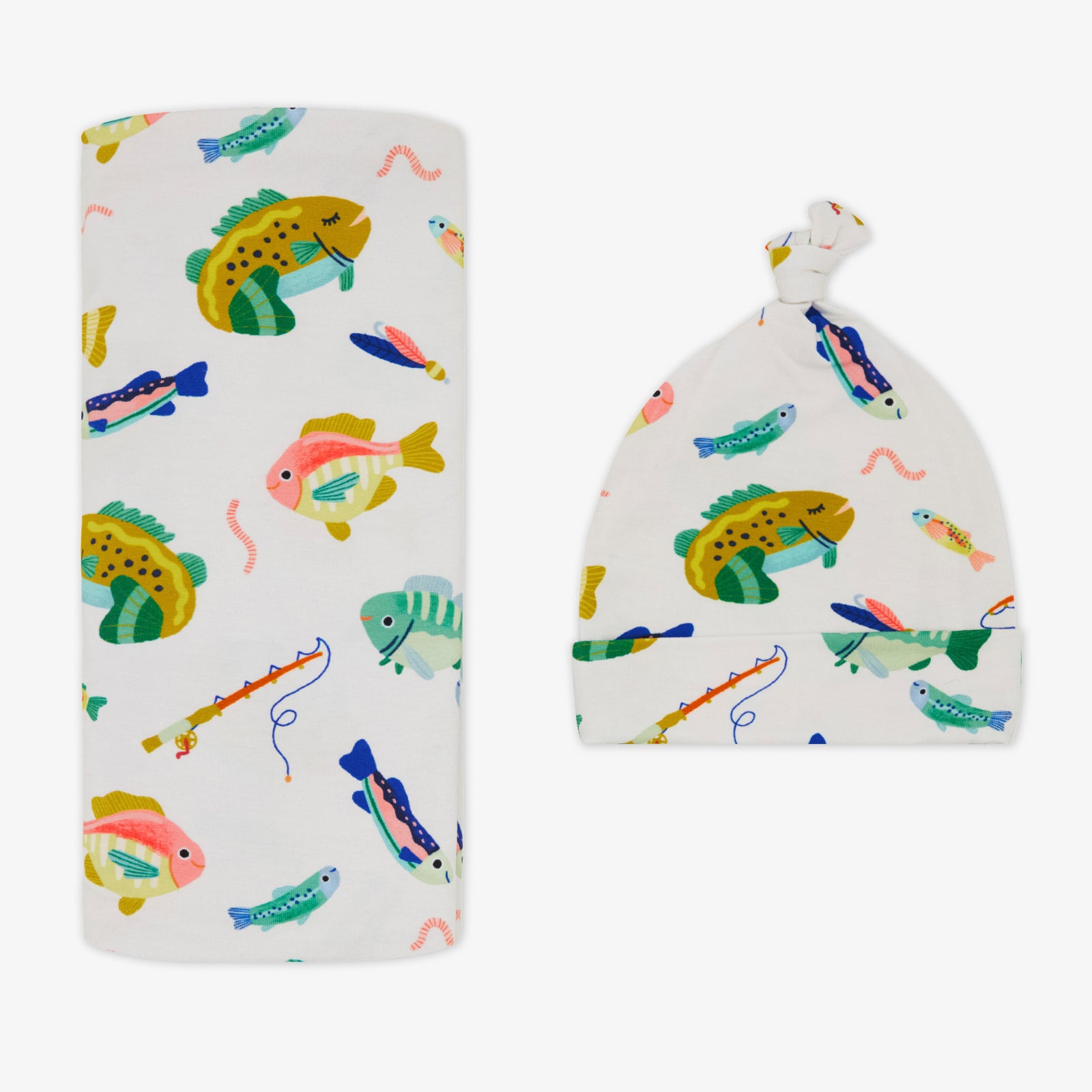 Gone Fishin' Swaddle & Hat Set、mySite、g9winljtr