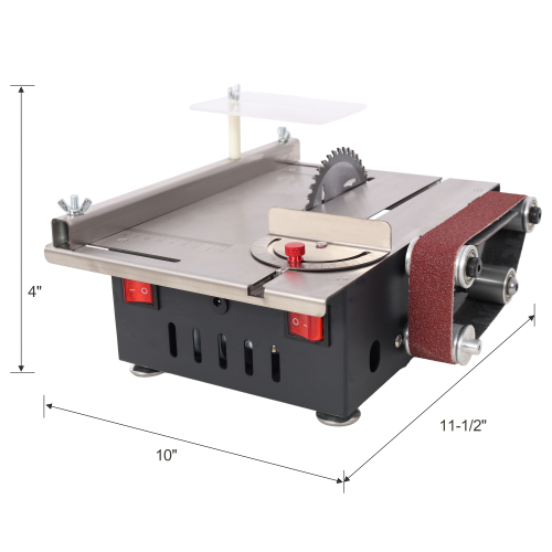 Mini Table Saw,Belt Sander, stainless steel top,4pcs Blades,10pcs Sanding Blet,7 Gear Adjustable 0-90° Angle, Available for Wood/PCB/Acrylic/Plastic,DIY Model Crafts Cutting Tool、、eastwooduniform