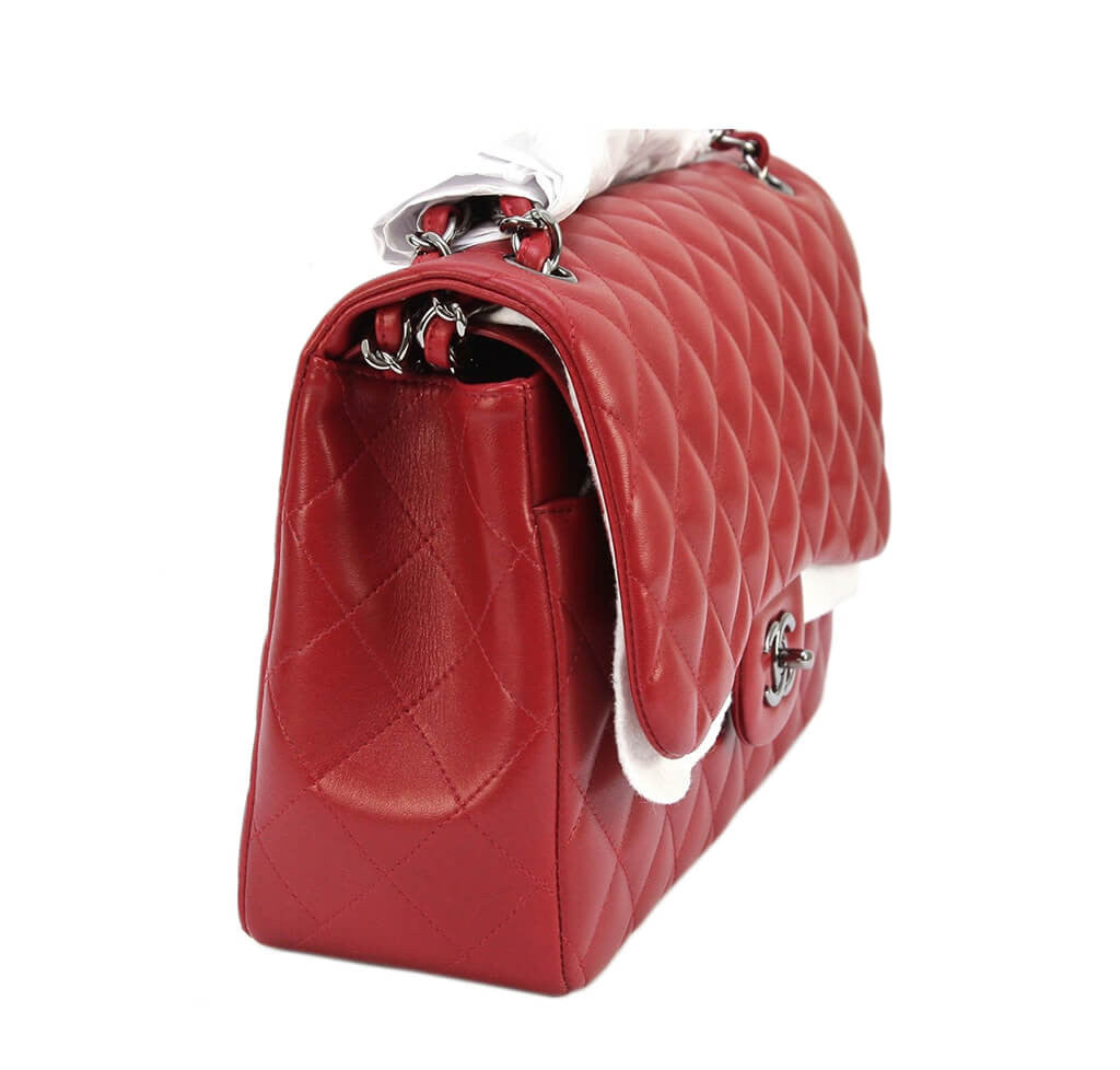 Chanel Jumbo Double Flap Bag Red Ruthenium Hardware、mySite、garminoutage.com
