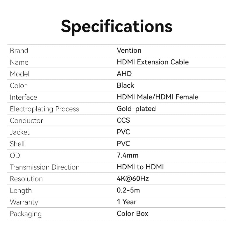 Vention HDMI Extension Cable、mySite、fannypackpong