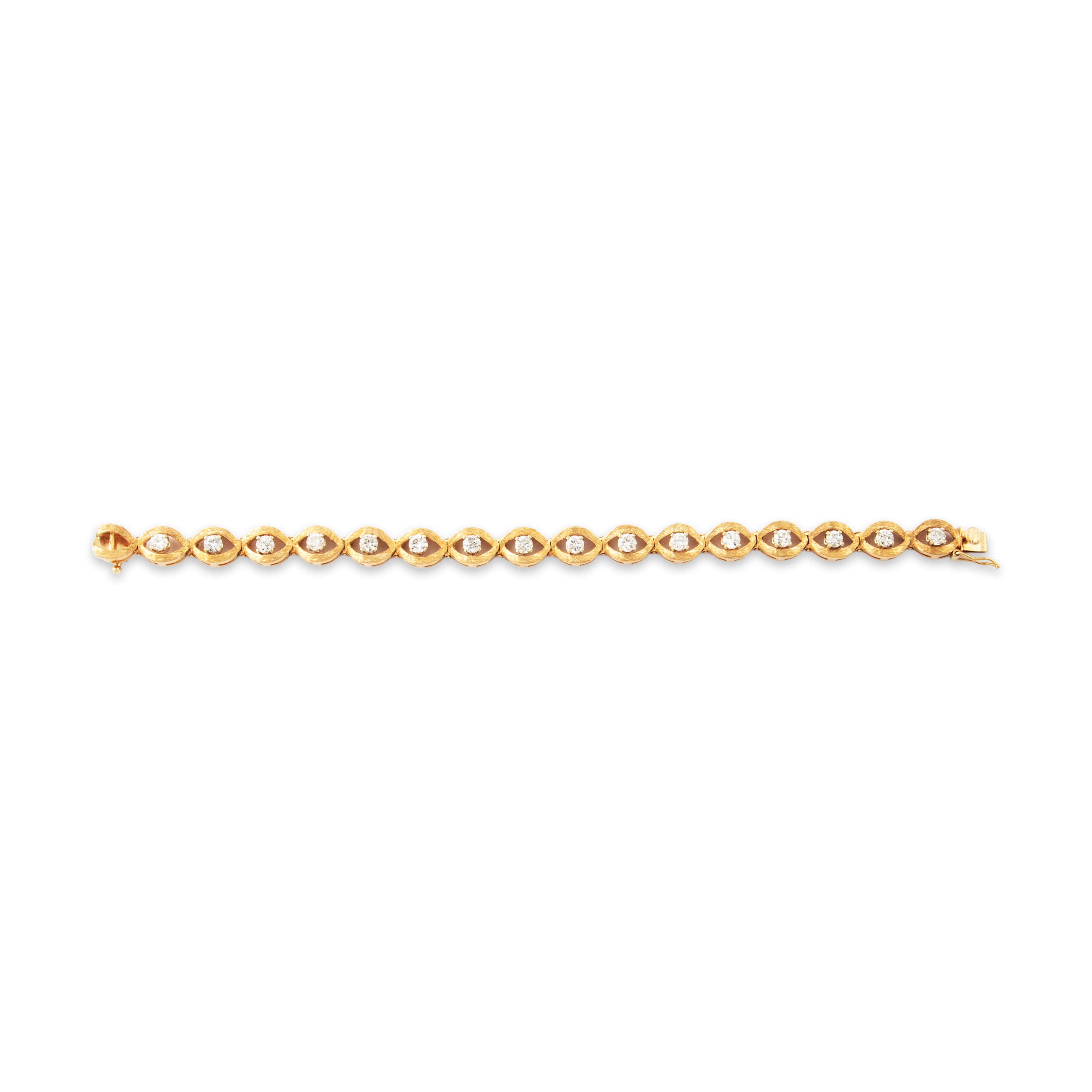 Vintage Heavy 14k Gold 2.48cttw Diamond Textured Link Bracelet 6.5、mySite、hinf8tx79