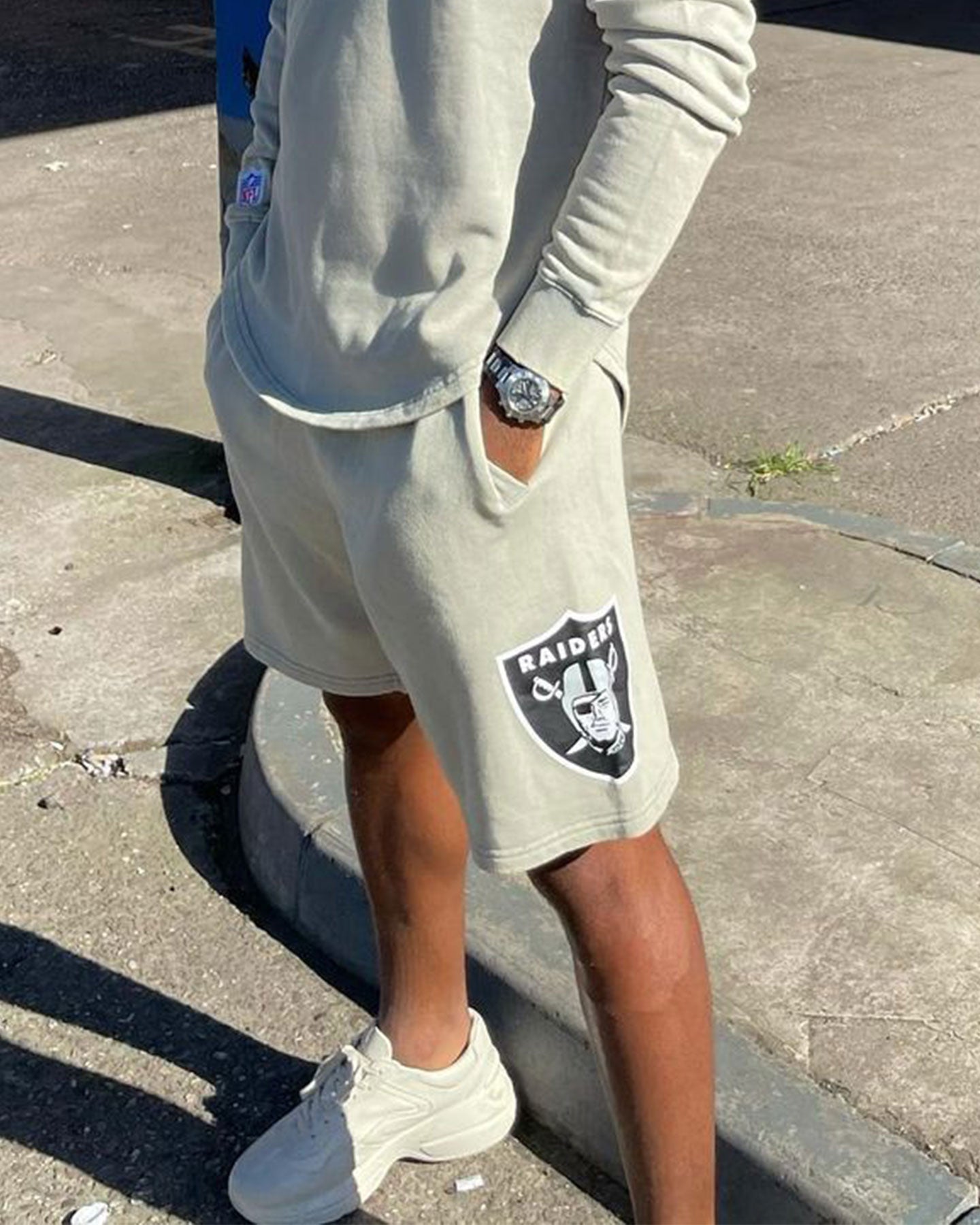 Majestic Athletic Clean Edge Raiders Shorts Snow Wash Pale、mySite、zt4zffjzw