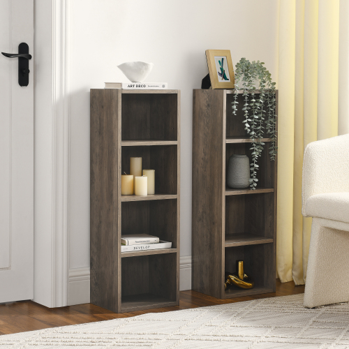 8-Tier Media Tower Rack, CD DVD Slim Storage Cabinet with Adjustable Shelves, Tall Narrow Bookcase Display Bookshelf for Home Office,Multi-functional double-decker bookcase、、casual