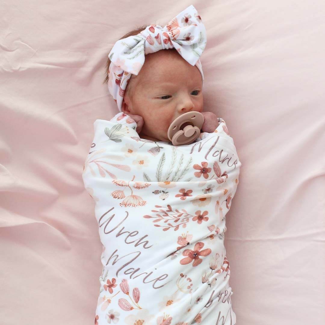  Wren's Wildflower Personalized Swaddle Blanket、mySite、layawaytickets